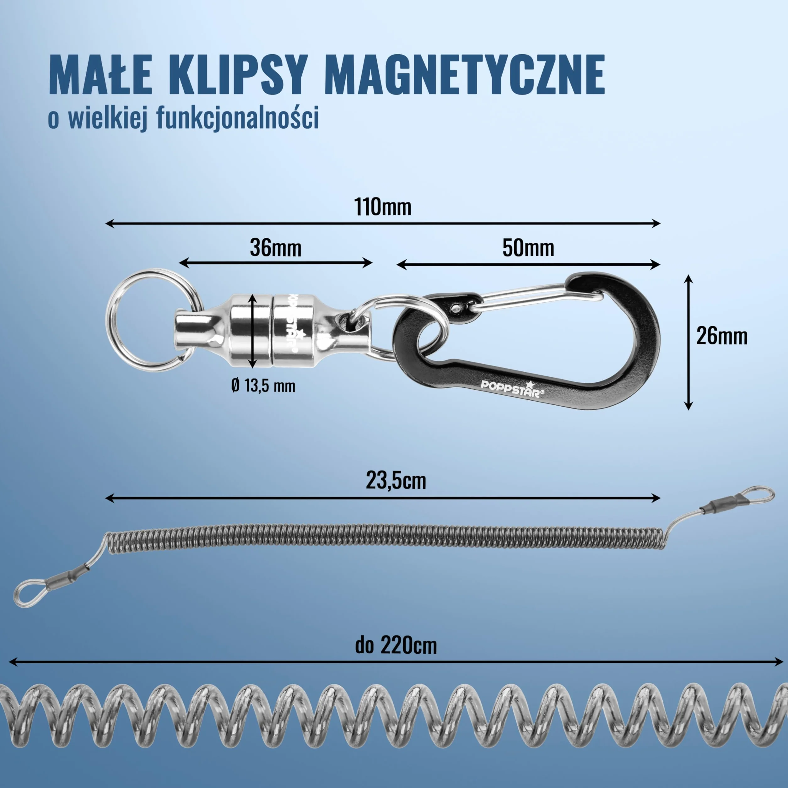 Poppstar magnetyczne klipsy z karabińczykiem