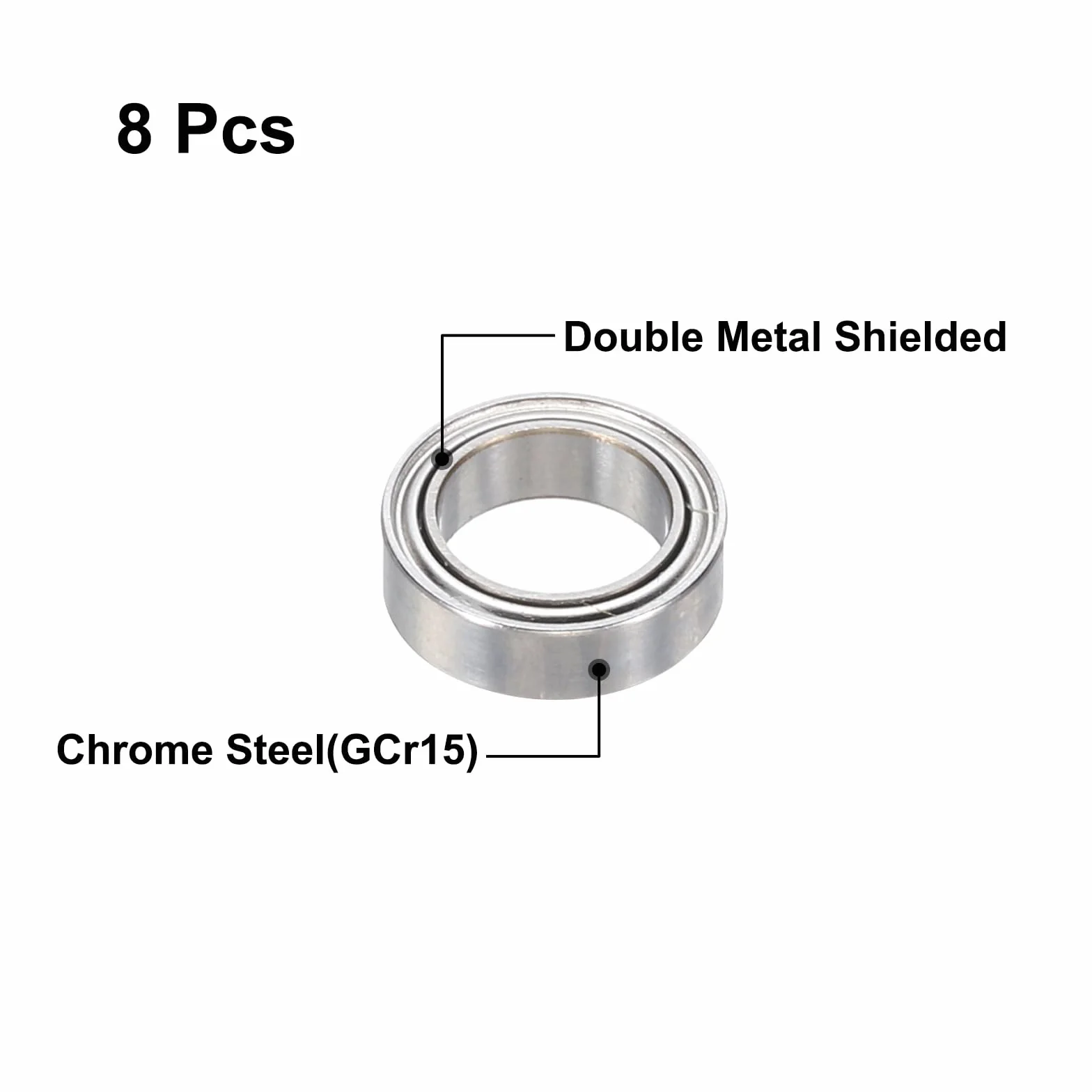 QUARKZMAN 8 sztuk MR128Zz sztywne łożyska kulkowe Z2 8 x 12 x 3.5mm stal wysokowęglowa chromowane łożysko podwójne ekranowane metalowe precyzyjne łożyska, P0 (Abec 1)