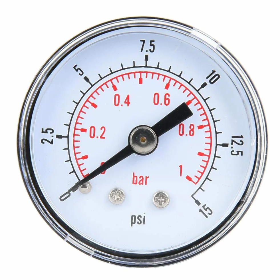 Mechanisches Manometer 1/8 Zoll BSPT Axialmanometer 0-15psi 0-1bar