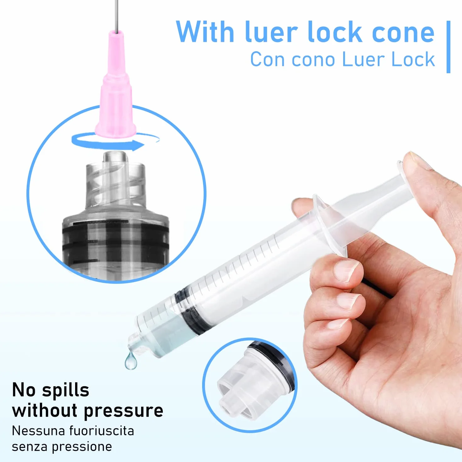 Plastikowa strzykawka 10 ml, końcówka Luer Lock, 3 szt. plastikowych strzykawek, igły 7 cm, do laboratoriów naukowych, wkład atramentowy do drukarki, dla zwierząt domowych, ogrodnictwa itp