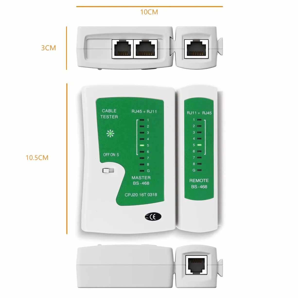 Tester sieci LAN RJ45/RJ11/RJ12 ISDN Cat 5/5e/6 z walizką
