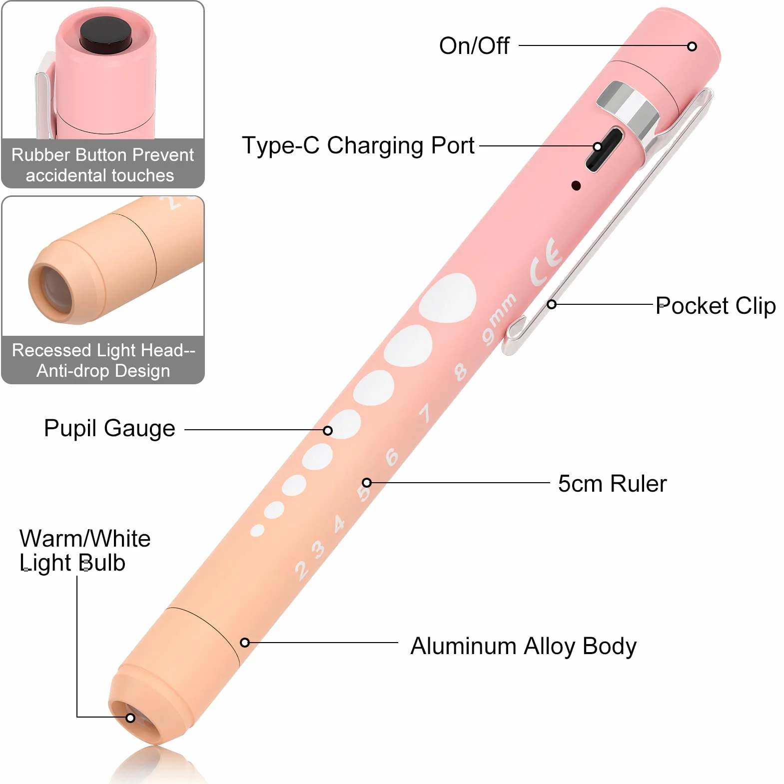 Charging Pen Light (różowy i pomarańczowy gradient)