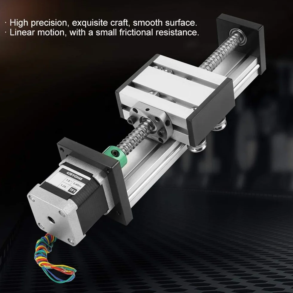 Siłownik liniowy napęd śrubowy 1204 100 mm z silnikiem krokowym do CNC