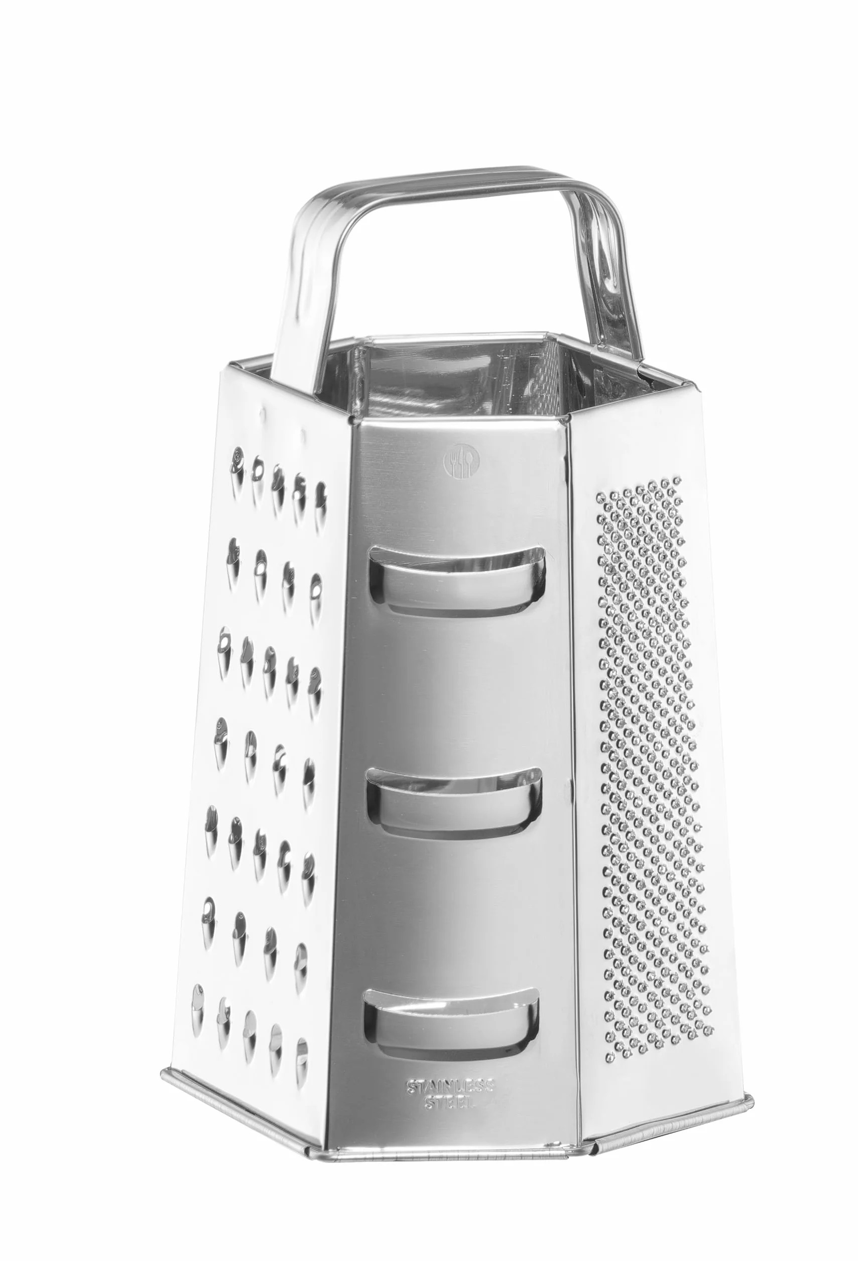 HENDI Tarka, 6-stronna, bardzo drobna, drobna, średnia, gruba i 2 strony tnące, ergonomiczny uchwyt, tarka do warzyw, krajalnica do warzyw, tarka kuchenna, 135x113x(H)215mm, stal nierdzewna