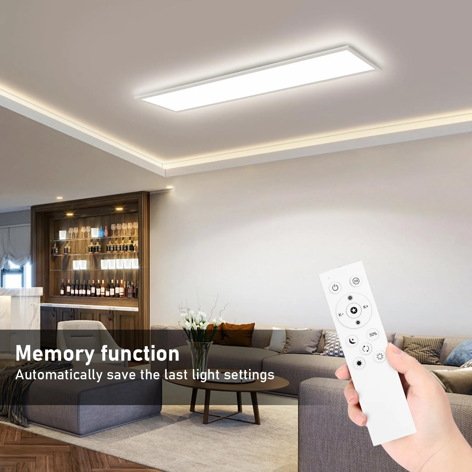 Oraymin Lampa sufitowa LED panel 100x25 cm 30W 3300 lm CCT ściemniana 3000-6500 K