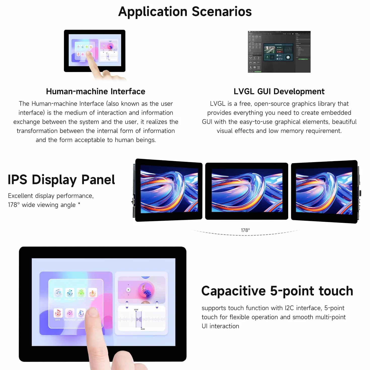 Waveshare ESP32-S3 5inch Capacitive 5Point Touch Display Development Board, 32Bit LX7 2-Core Processor 240MHz Support WiFi Onboard Antenna 800x480 160° Suitable for ESPHome/Home Assistant Project