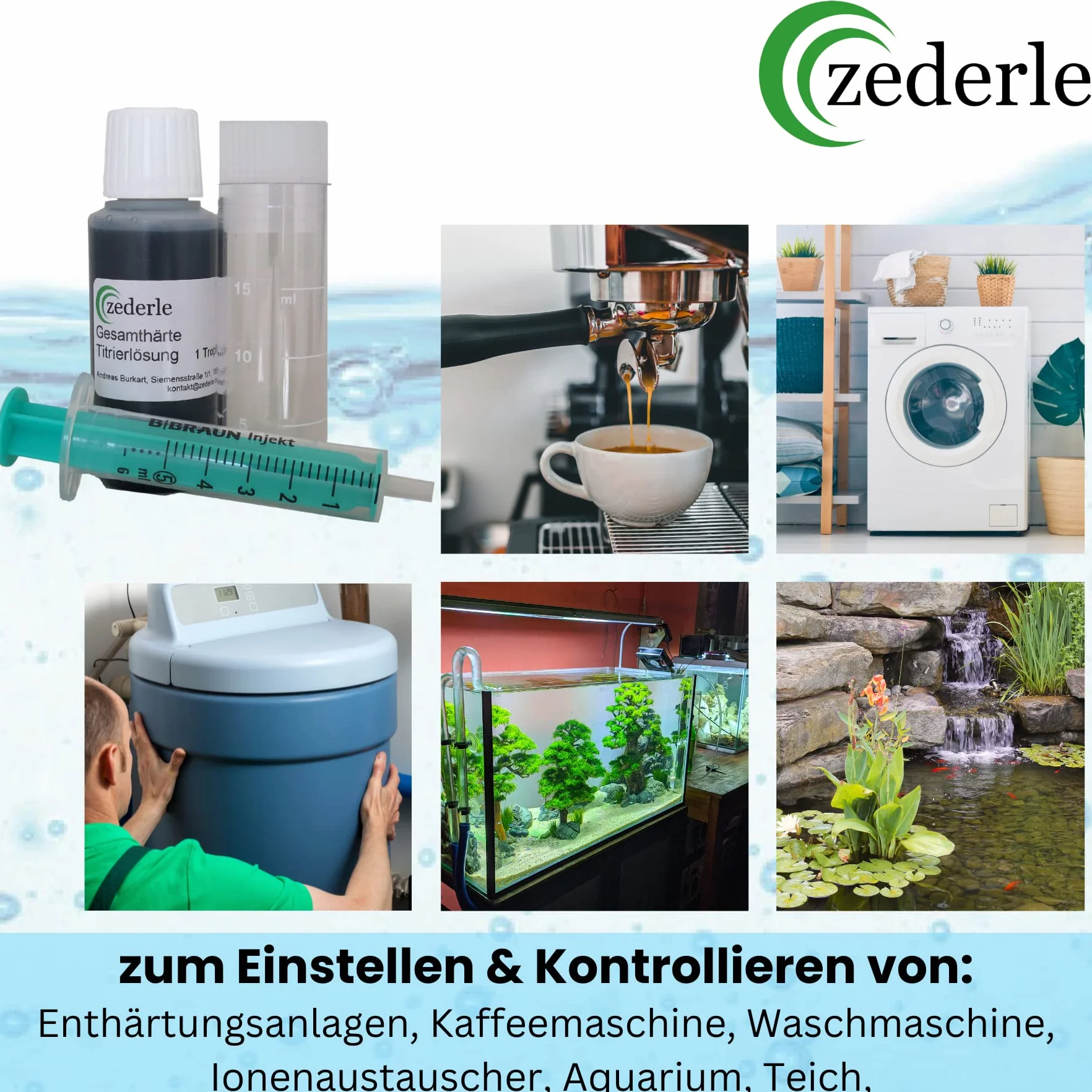 Zederle Zestaw do testowania twardości wody 30 ml 40-500 pomiarów Made in Germany