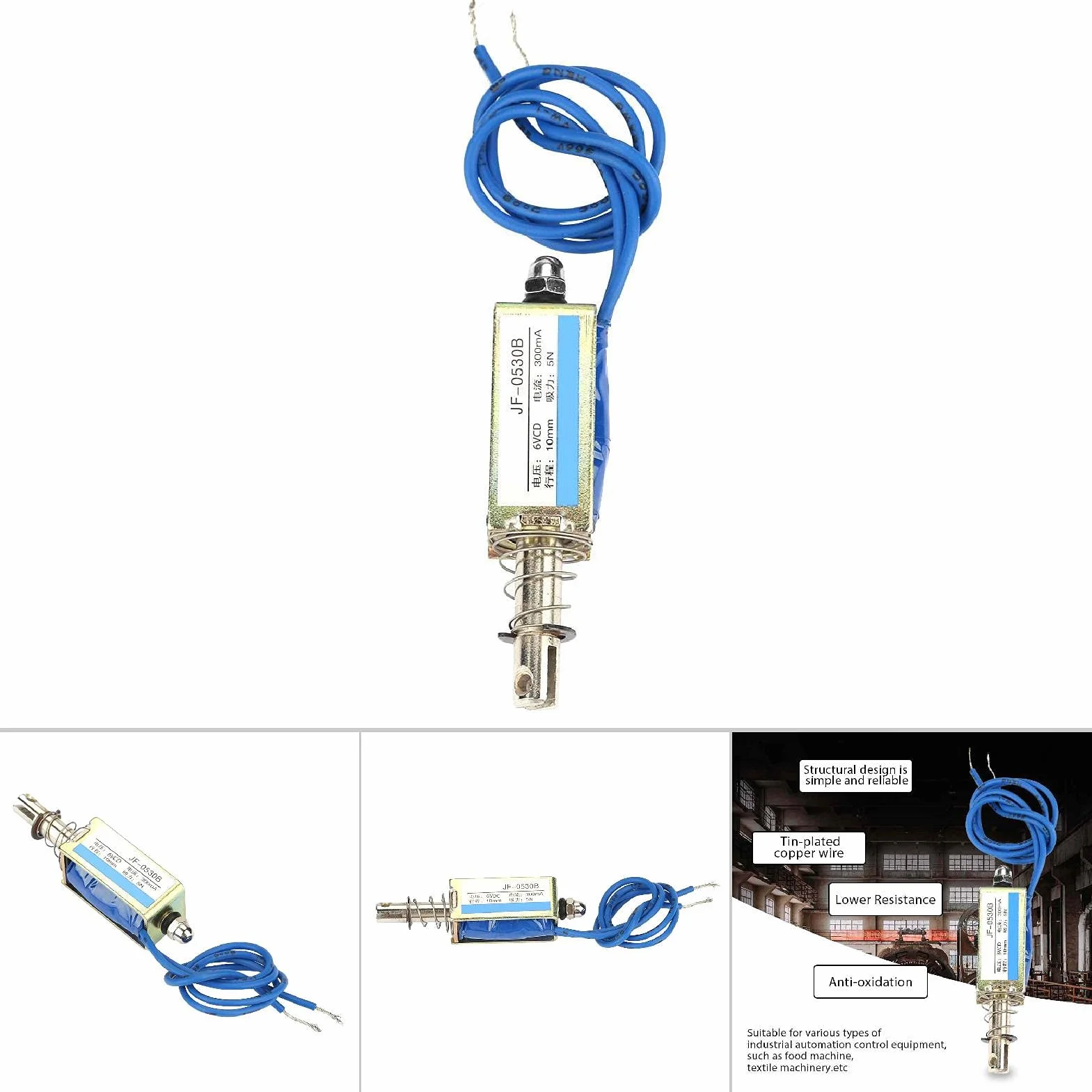 Elektromagnes, elektromagnes DC Pull, 6/12/24 V Prosty niezawodny elektromagnes strukturalny DC, do maszyn spożywczych Sprzęt automatyki przemysłowej(6V, Blue)