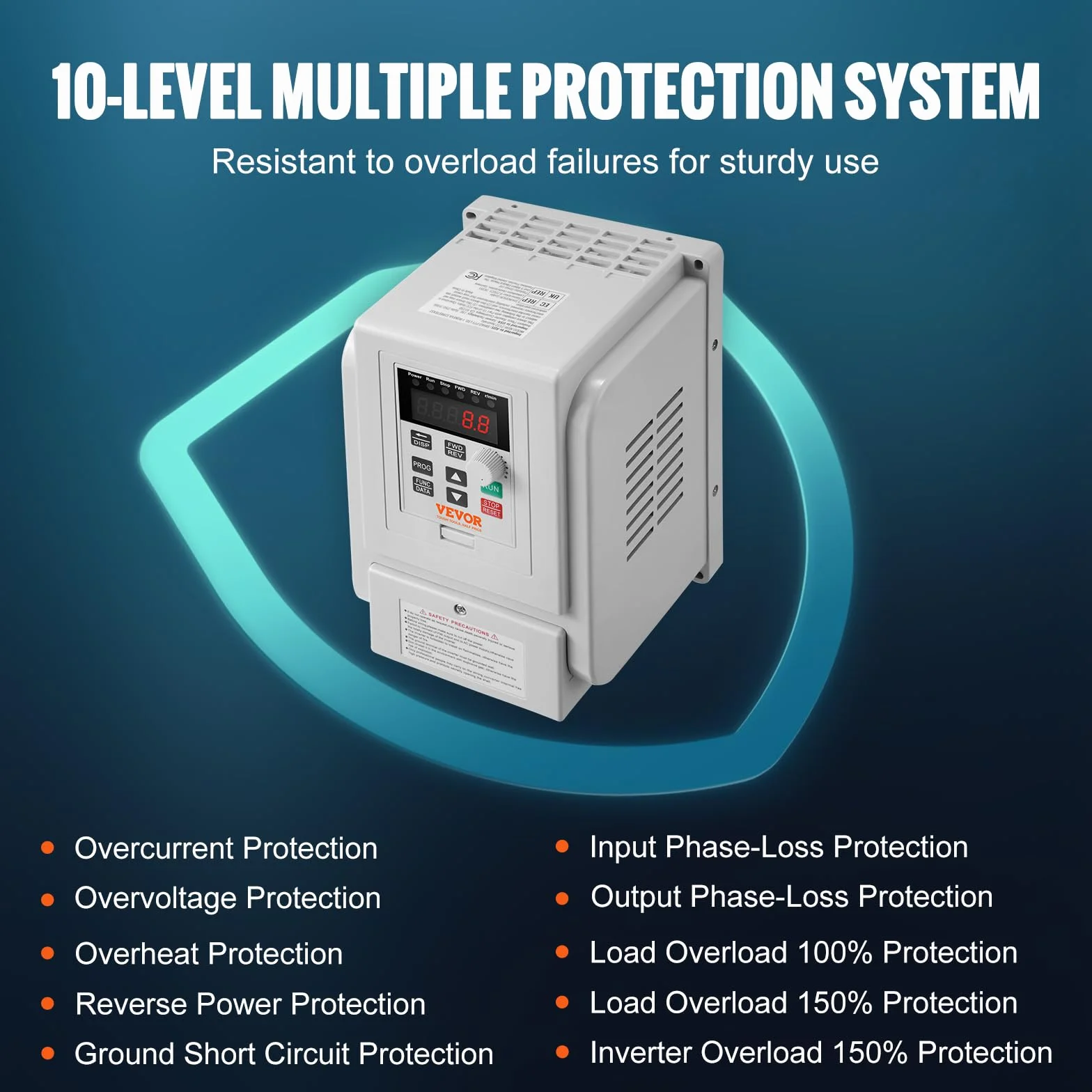 VEVOR 2,2 kW 10 A VFD przetwornica częstotliwości AC 220–240 V regulator prędkości