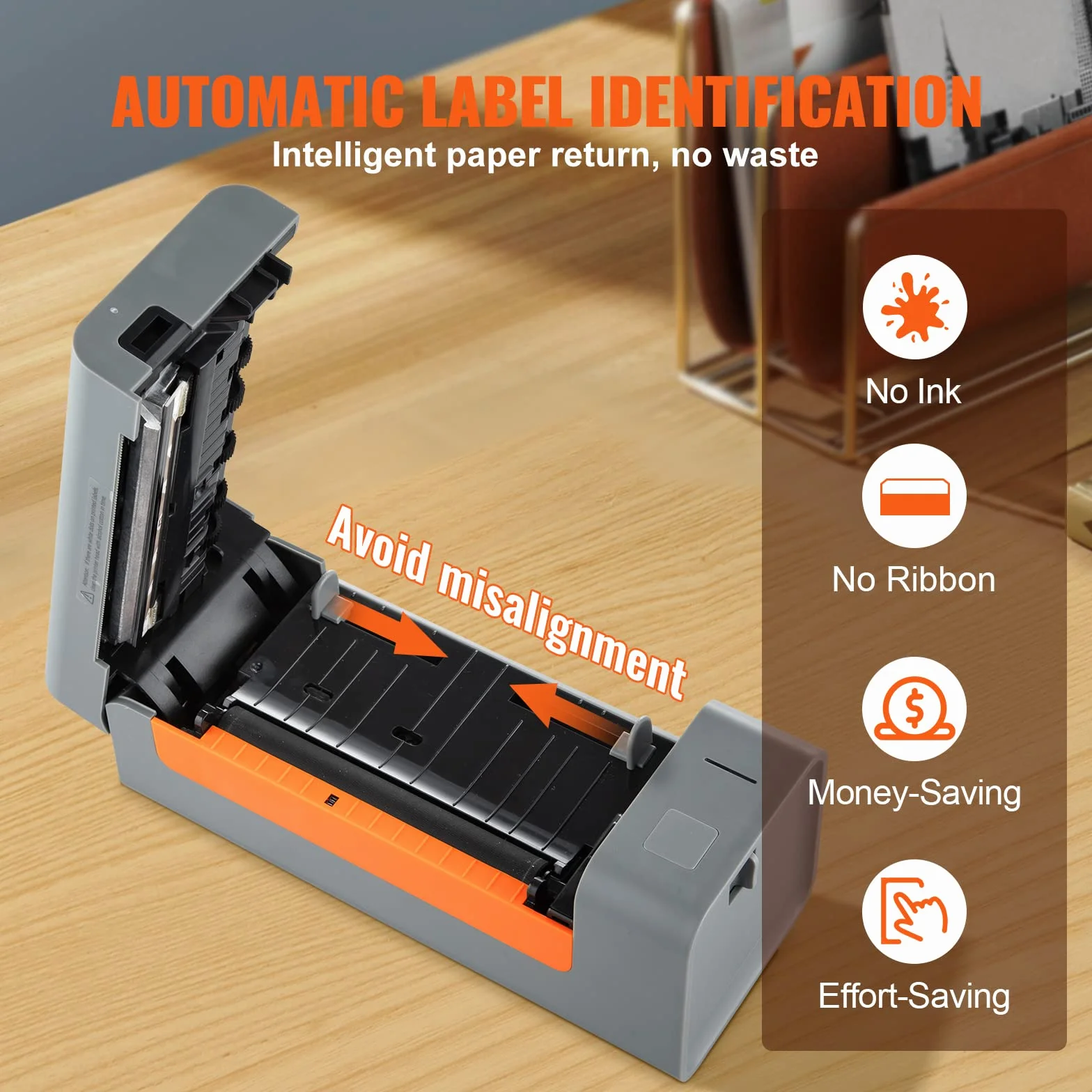 VEVOR Thermal Label Printer 203DPI 4x6 USB 150 mm/s bezpośrednia termiczna drukarka etykiet szara