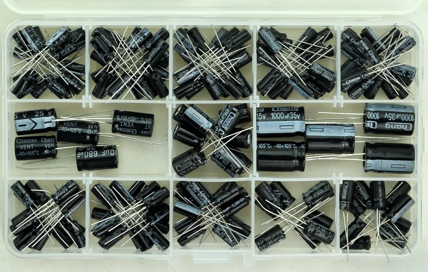 DollaTek Zestaw kondensatorów elektrolitycznych 200 szt. 0,47uF-1000uF