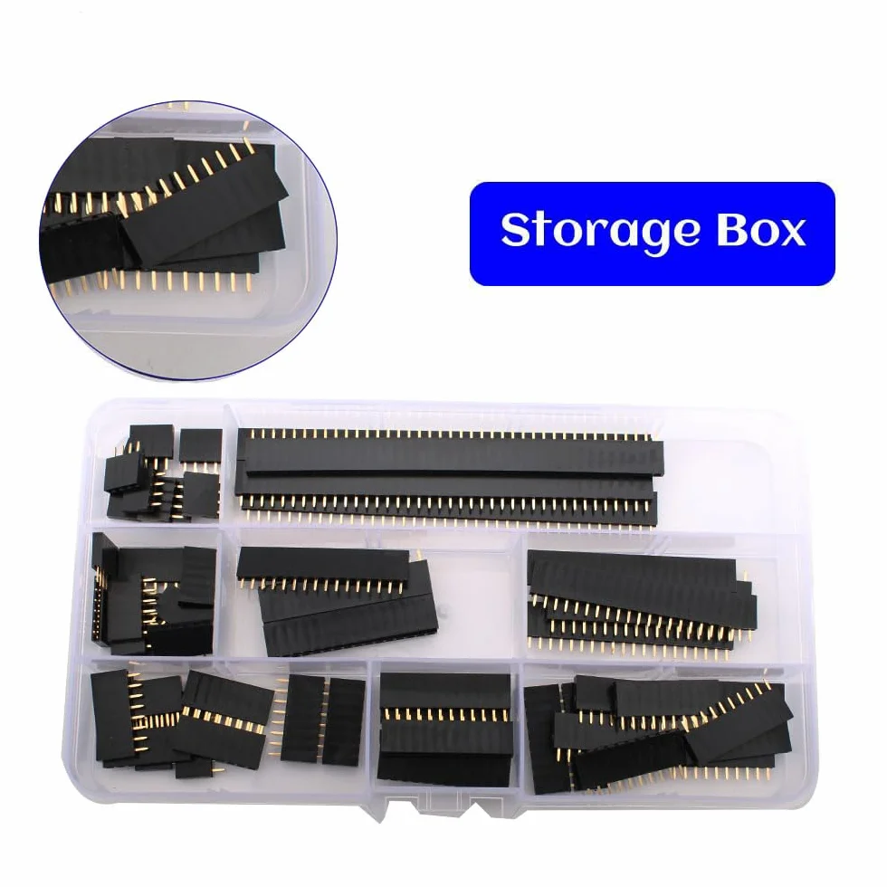 RUNCCI-YUN 60 sztuk 2,54 mm Pin Header Connector, Zestaw taśm nagłówka kołka do płytki PCB, (4/6/8/10/12/16/20/40 pinów) dla Arduino Stackable Shield