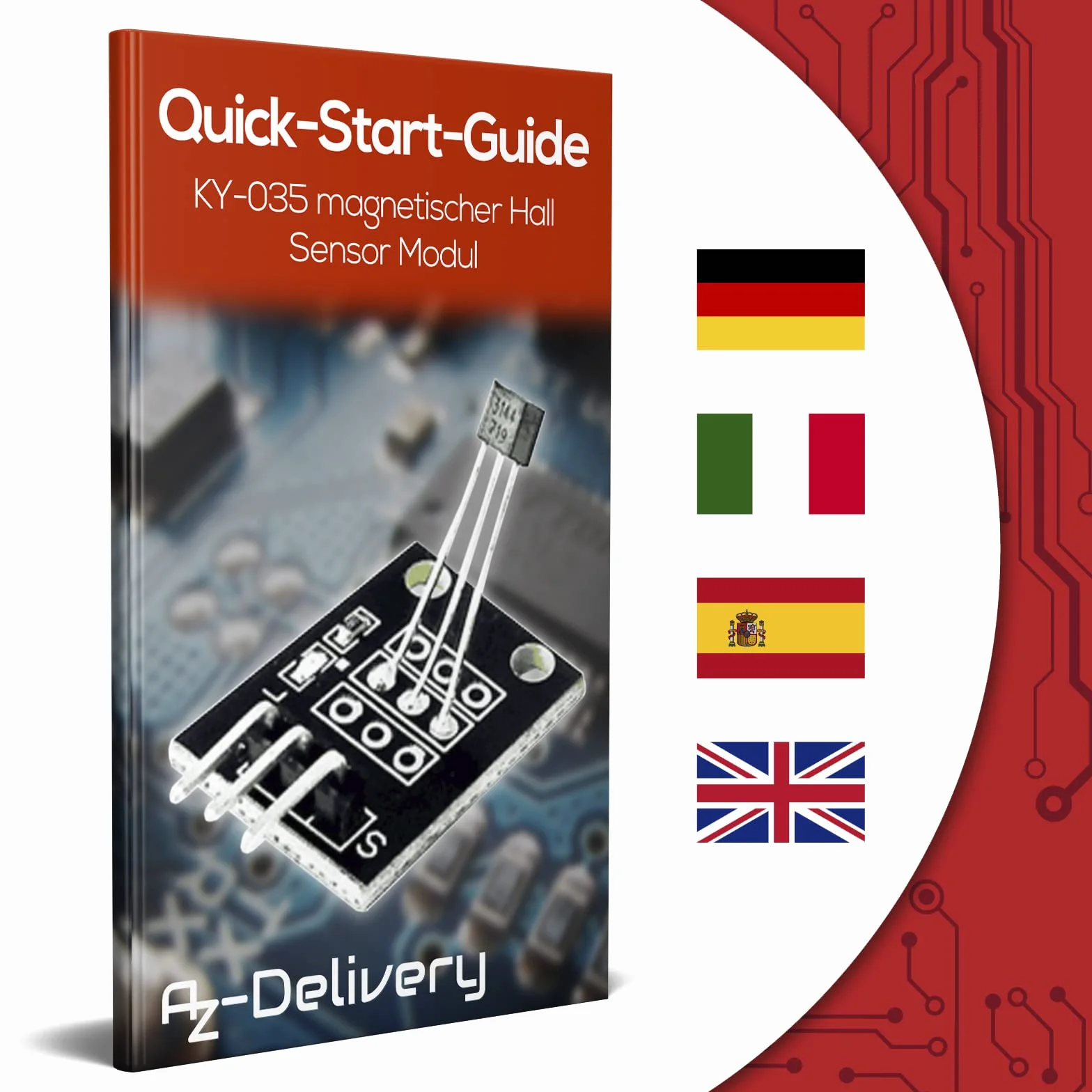 AZDelivery 3 x KY-035 magnetyczny czujnik halla moduł analogowy kompatybilny z Arduino i Raspberry Pi, tym eBook!