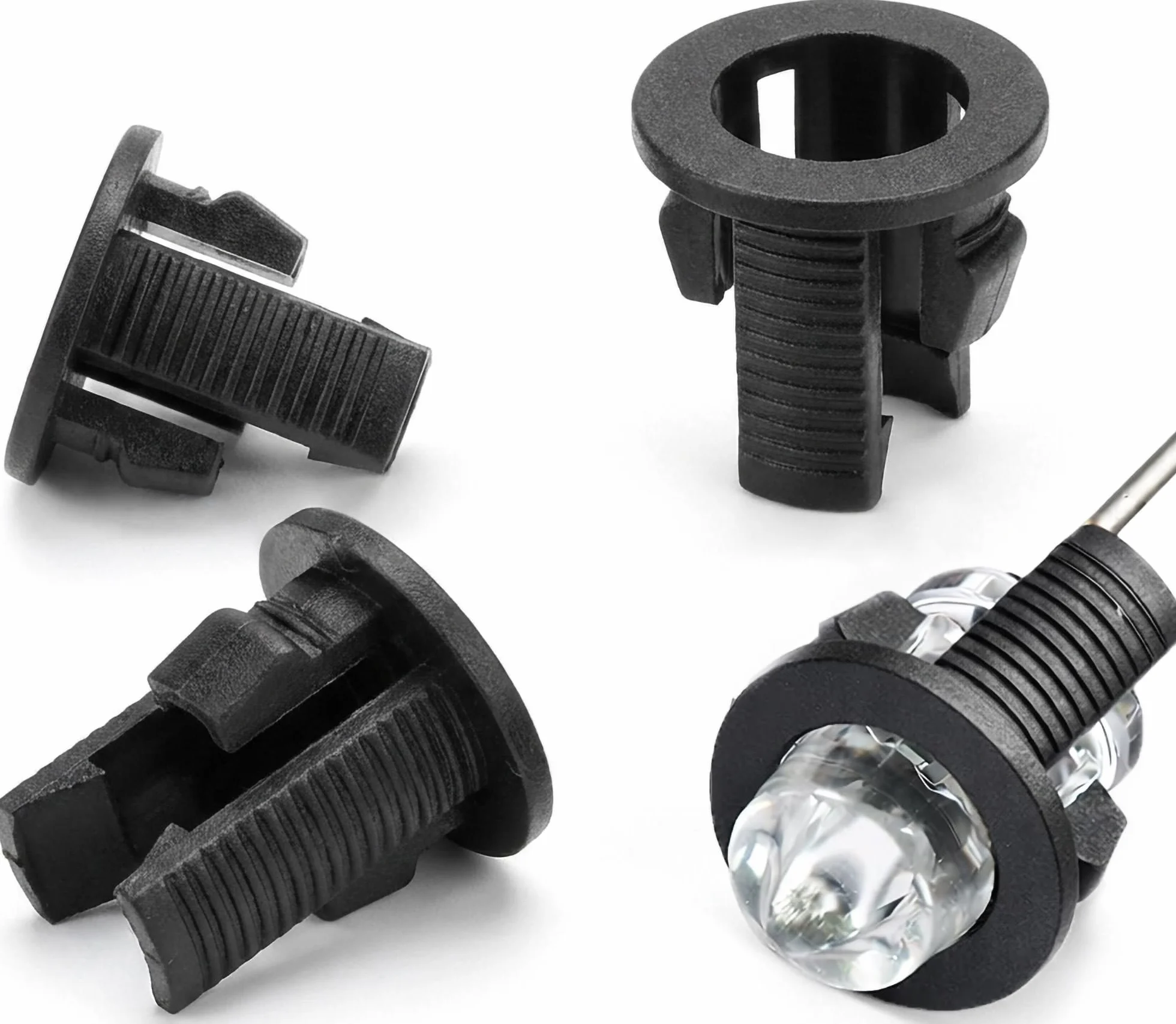 50 x LED wkładka do montażu 3mm z tworzywa sztucznego czarna dioda elektroluminescencyjna 3 mm mocowanie uchwyt wkładka rama montażowa pierścień montażowy z tworzywa sztucznego