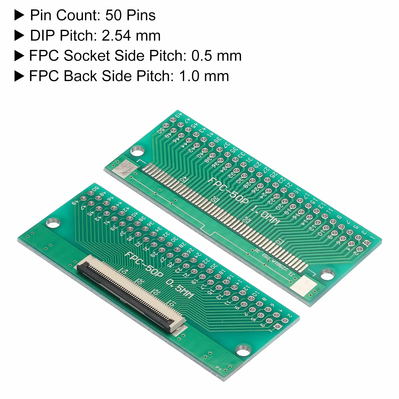 QUARKZMAN FPC FFC PCB płyta konwerterowa 50P 0,5 mm na 1,0 mm do DIP 2,54 mm zestaw 4 sztuk