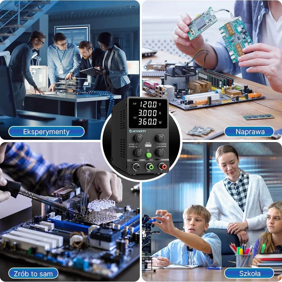 Fuente de Alimentación Regulable 120V 3A DC Fuentes de Alimentación de Laboratorio Fuente de Alimentacion de Banco Ajustable Pantalla LED de 4 Dígitos SPS-12003N