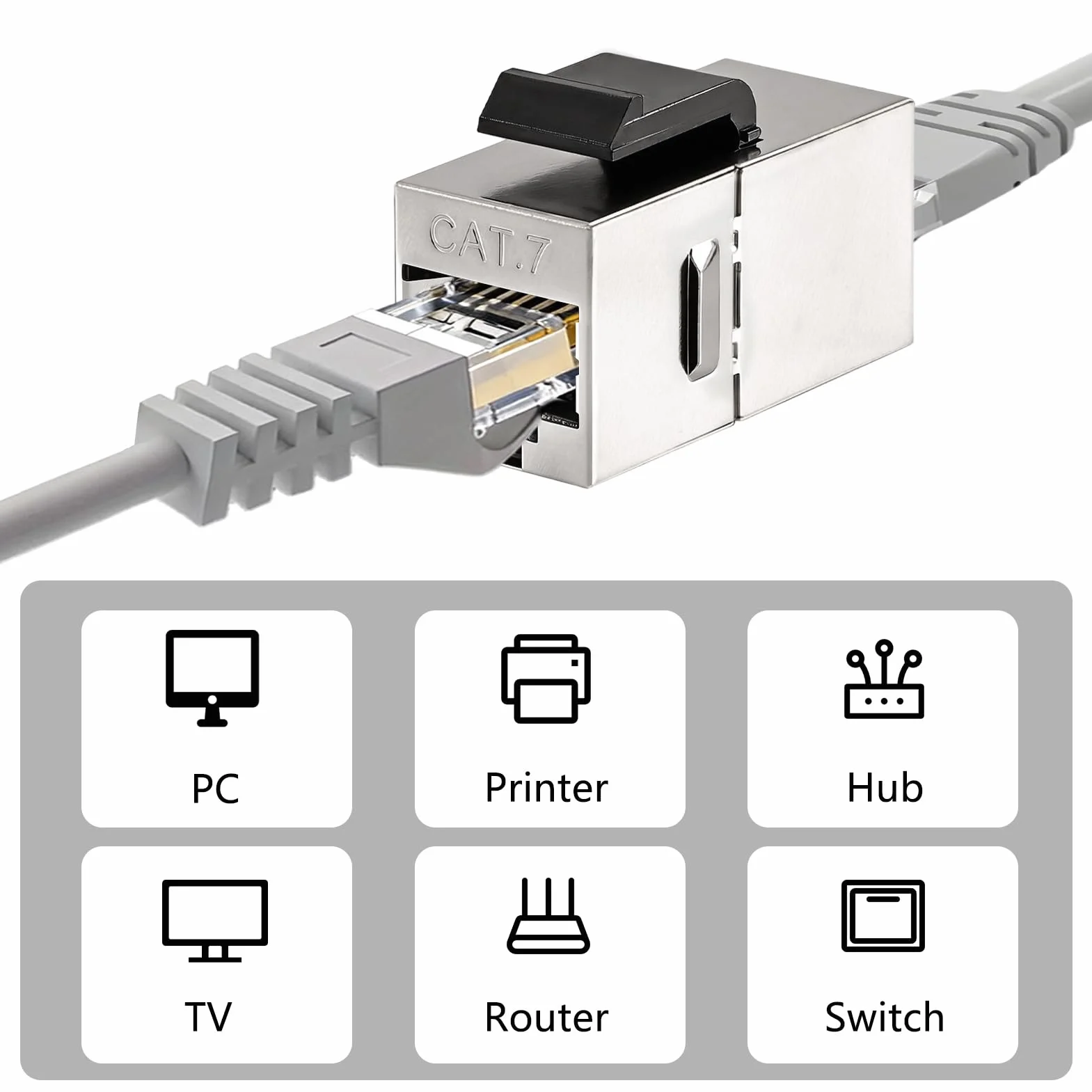 4 sztuki CAT 7 Keystone RJ45 moduł gniazdo do kabla LAN 10 Gbps sieć panel krosowy Keystone Ethernet sprzęgło sieciowe złącze do gniazda sieciowego i panelu krosowego