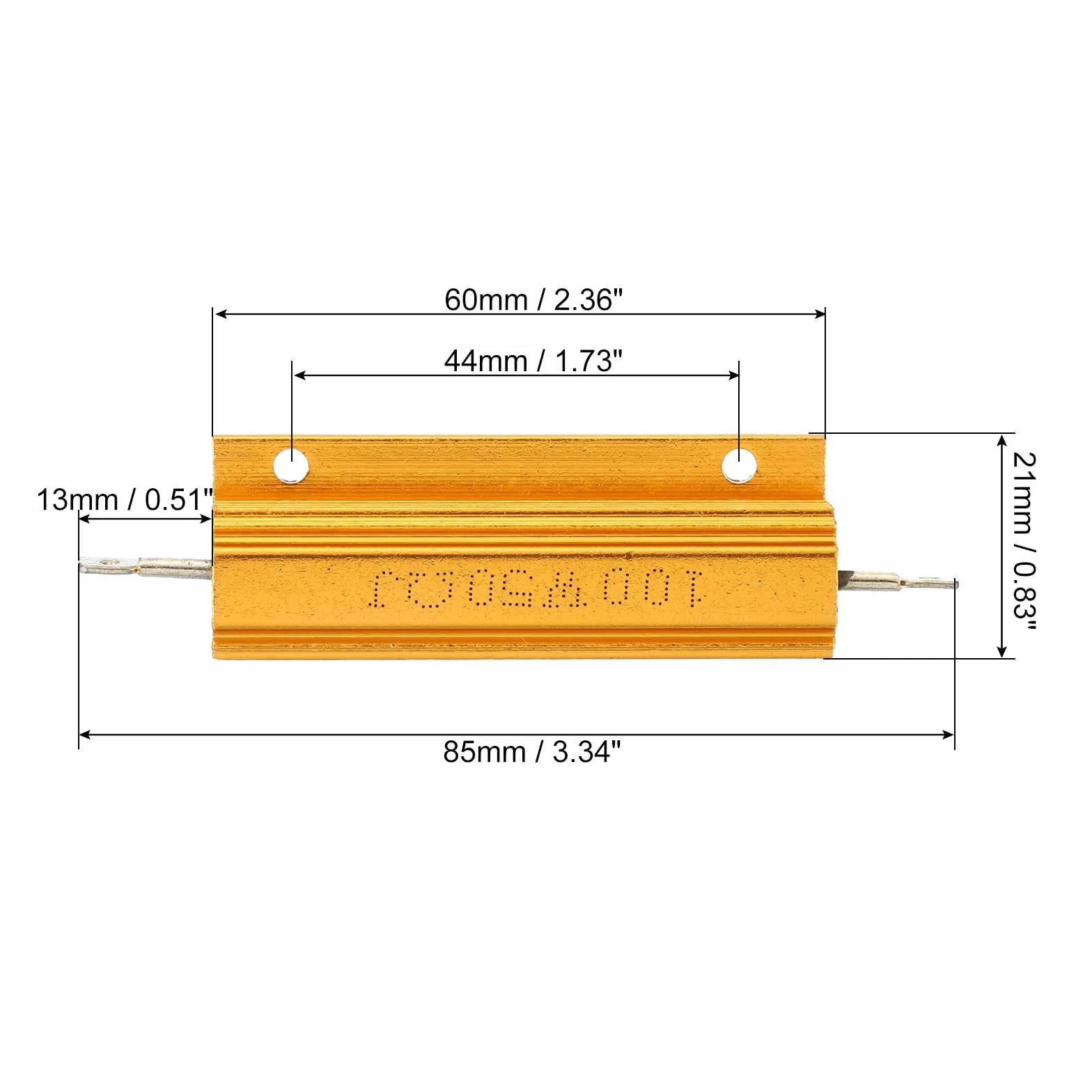 PATIKIL 2 sztuki 100 W 50 omów aluminiowa obudowa rezystor drut rezystor śruba opornik moc rezystor złoty odcień
