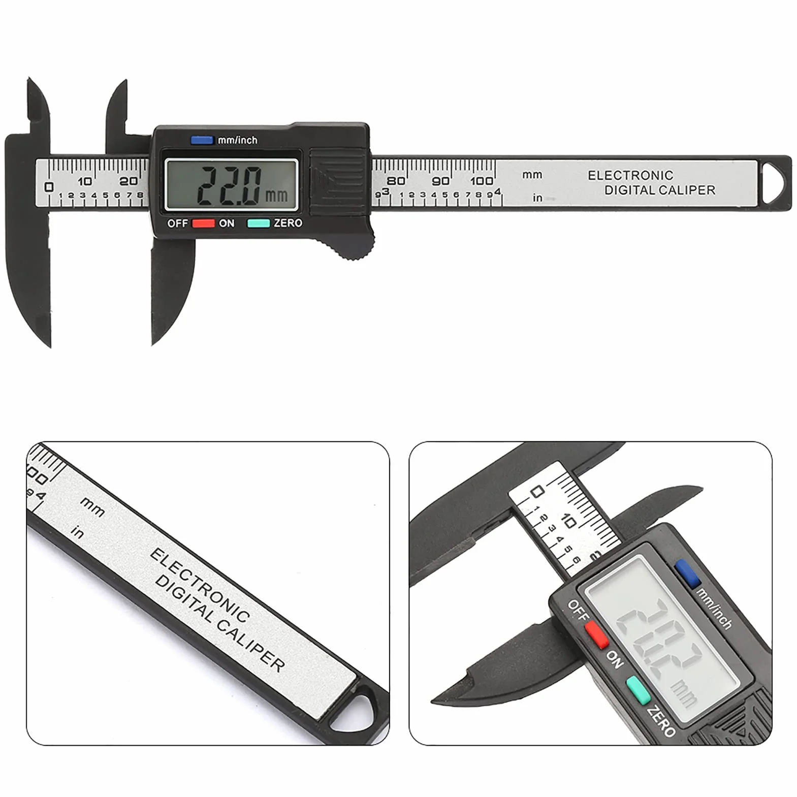 Praktyczna 100 Mm Plastikowa Elektroniczna Suwmiarka Cyfrowa z Dużym Ekranem LCD