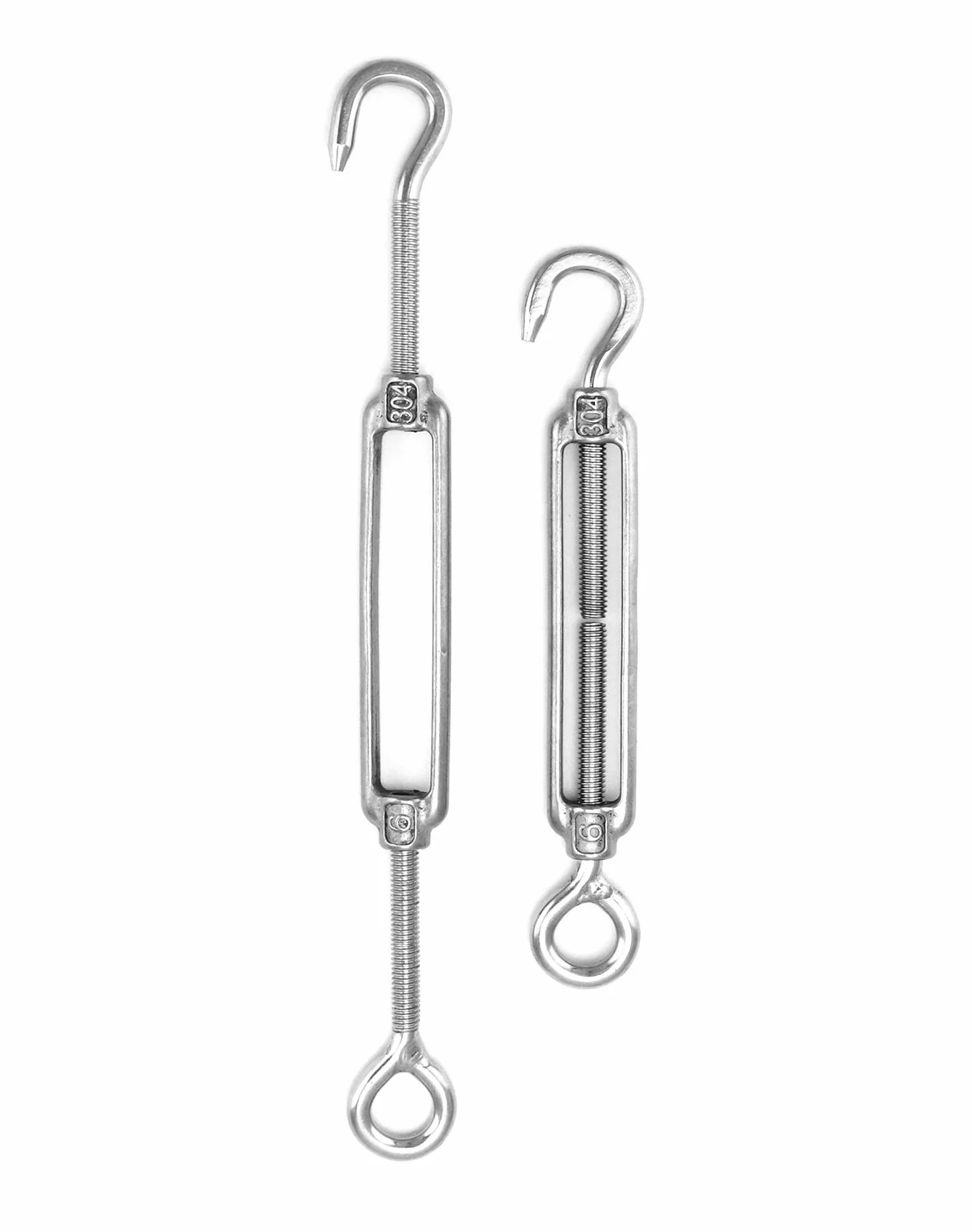 QWORK® 10 szt. Śruba rzymska M6 304 Stal nierdzewna, Regulowany hak i napinacz drutu oczkowego, Hak napinający