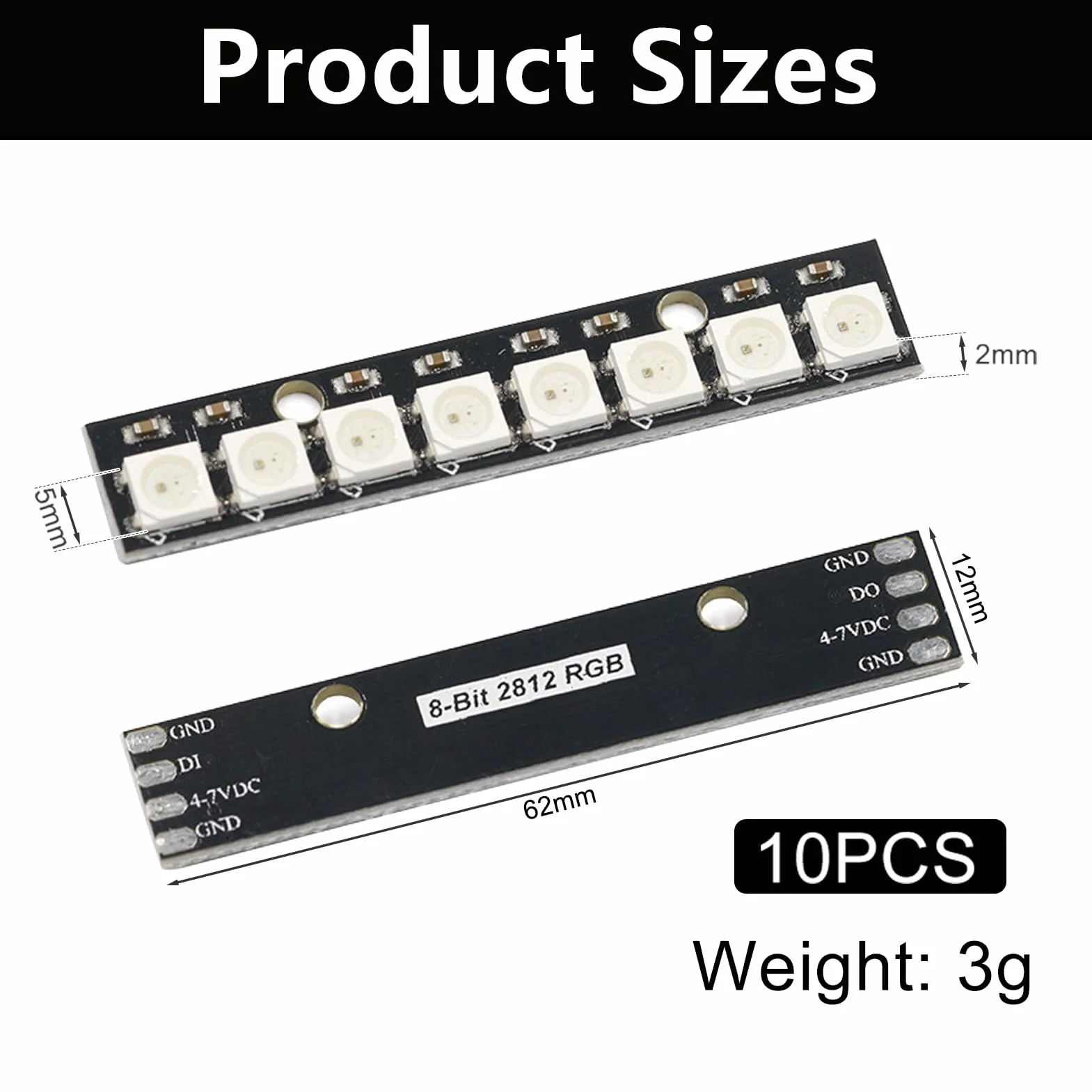 Joycabin 10 sztuk 8 bitów WS2812 moduł RGB LED, 5050 LED, wbudowany sterownik, kolorowe światło, płyta rozwojowa kompatybilna z Arduino Raspberry Pi ESP32