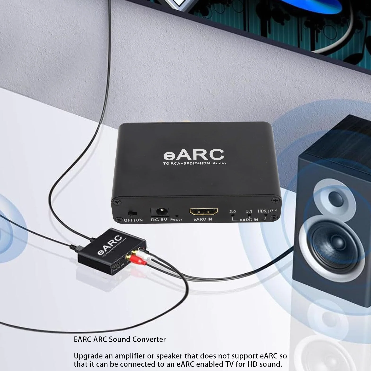 Earc Audio Extractor 192 KHz HDMI Optical SPDIF L/R 3,5 mm Aux Adapter Audio do Wzmacniacza Głośników HDTV