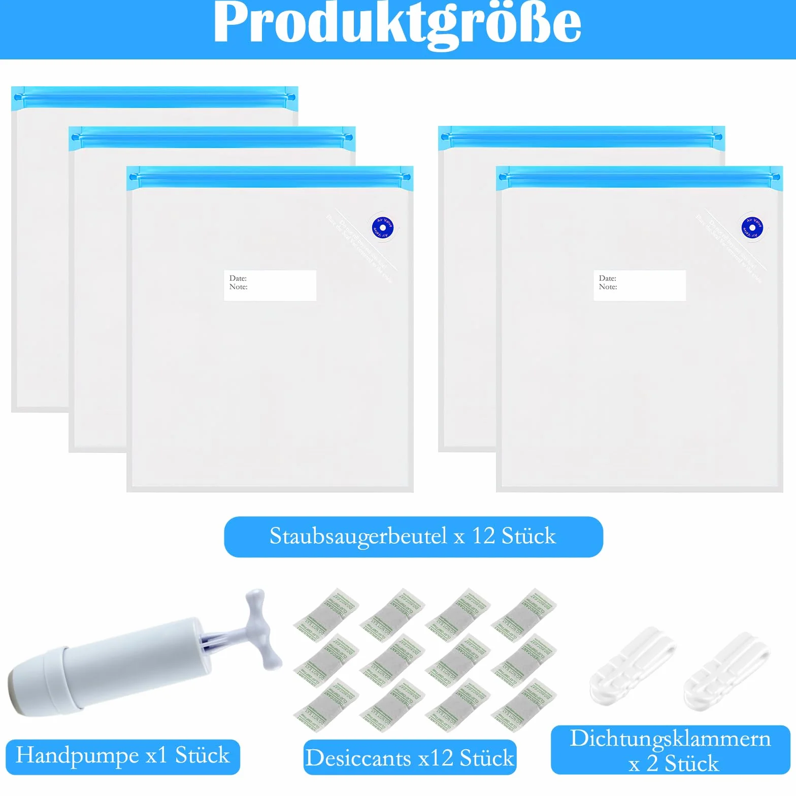 Worki próżniowe do filamentu 3D, zestaw 12 sztuk, odporne na wilgoć, wielokrotnego użytku