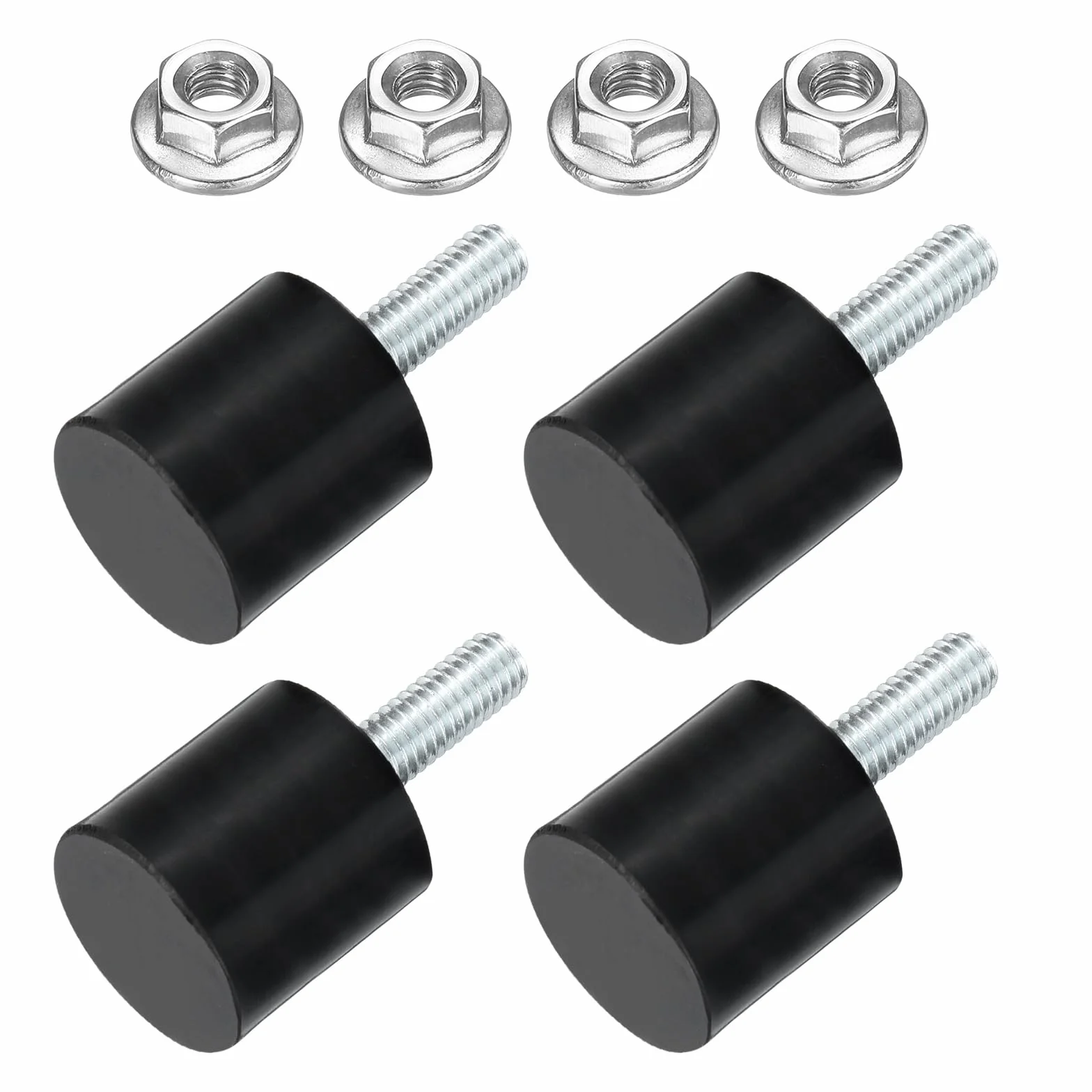 QUARKZMAN 4 szt. Gumowe wsporniki M6, izolatory wibracyjne, amortyzatory cylindryczne z kołkami 20 x 20 mm z nakrętkami antypoślizgowymi