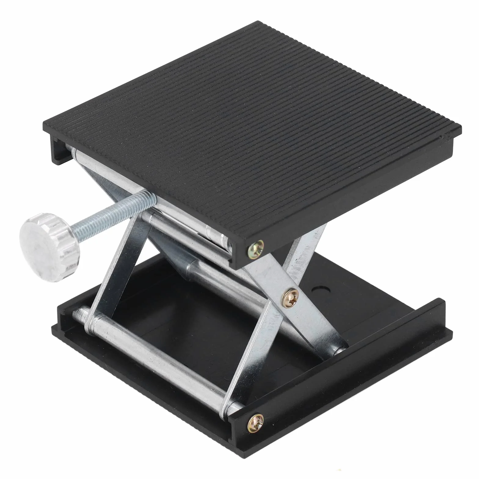 Regulowany Stojak Podnoszący Laboratoryjny 90x90mm Stop Aluminium Platforma z Regulacją Wysokości 26-90mm Czarny Nośność 30kg