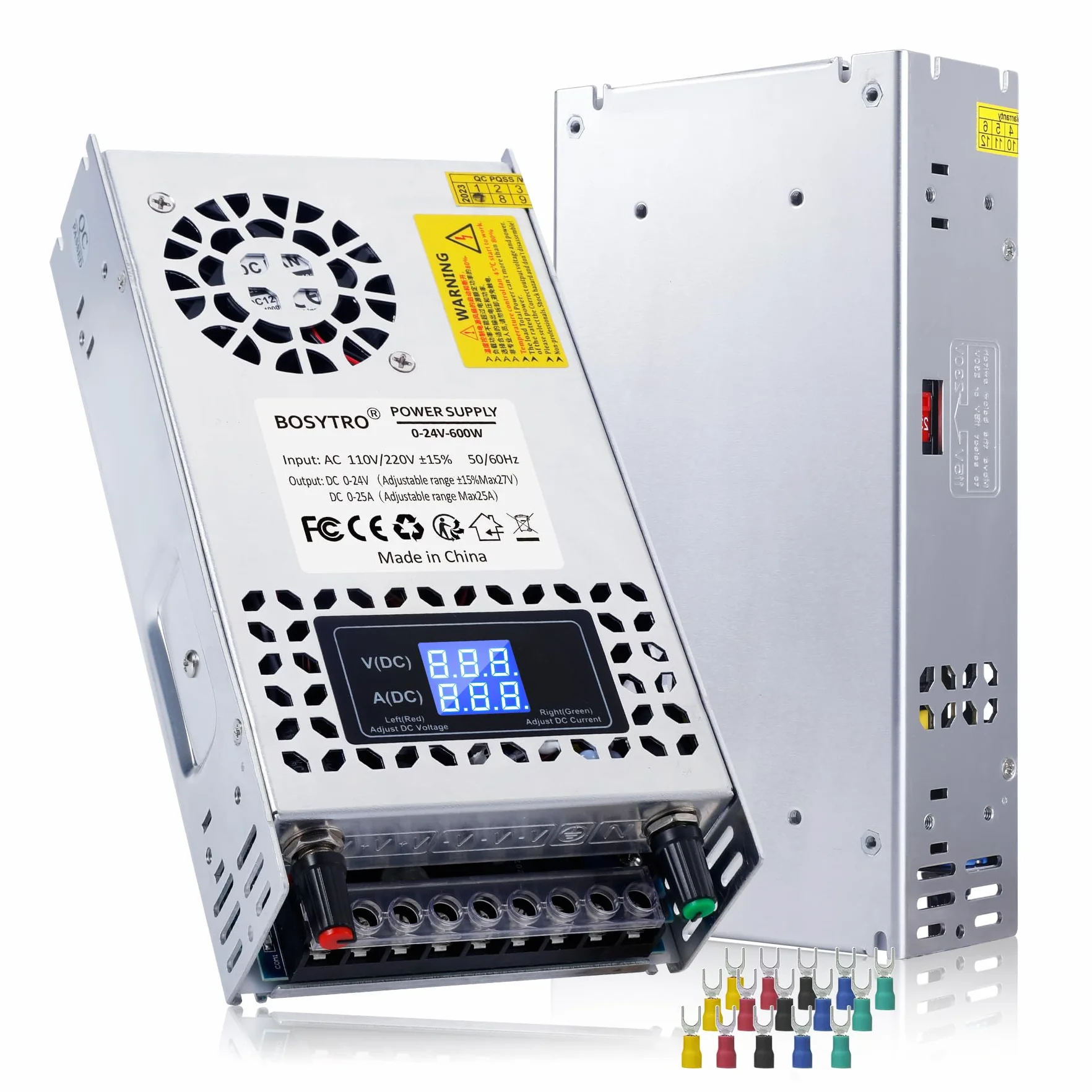 Regulowany zasilacz impulsowy DC 0-24V 0-25A 600W AC110/220V z cyfrowym wyświetlaczem