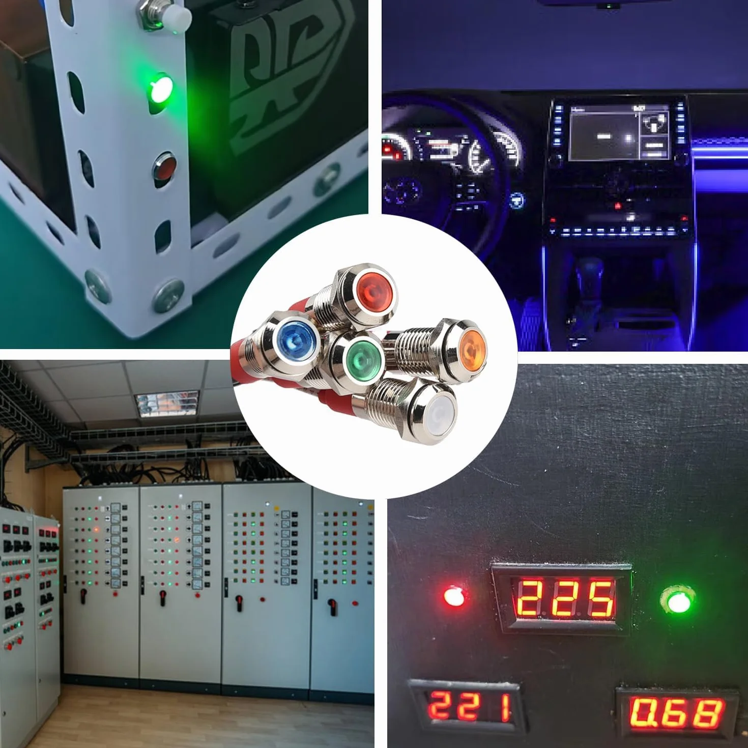 GTIWUNG Włącznik przyciskowy 6 mm z wtyczką drucianą, podświetlany diodami LED, metalowy włącznik przyciskowy, 12 V, przycisk LED, włącznik/wyłącznik do samochodów osobowych