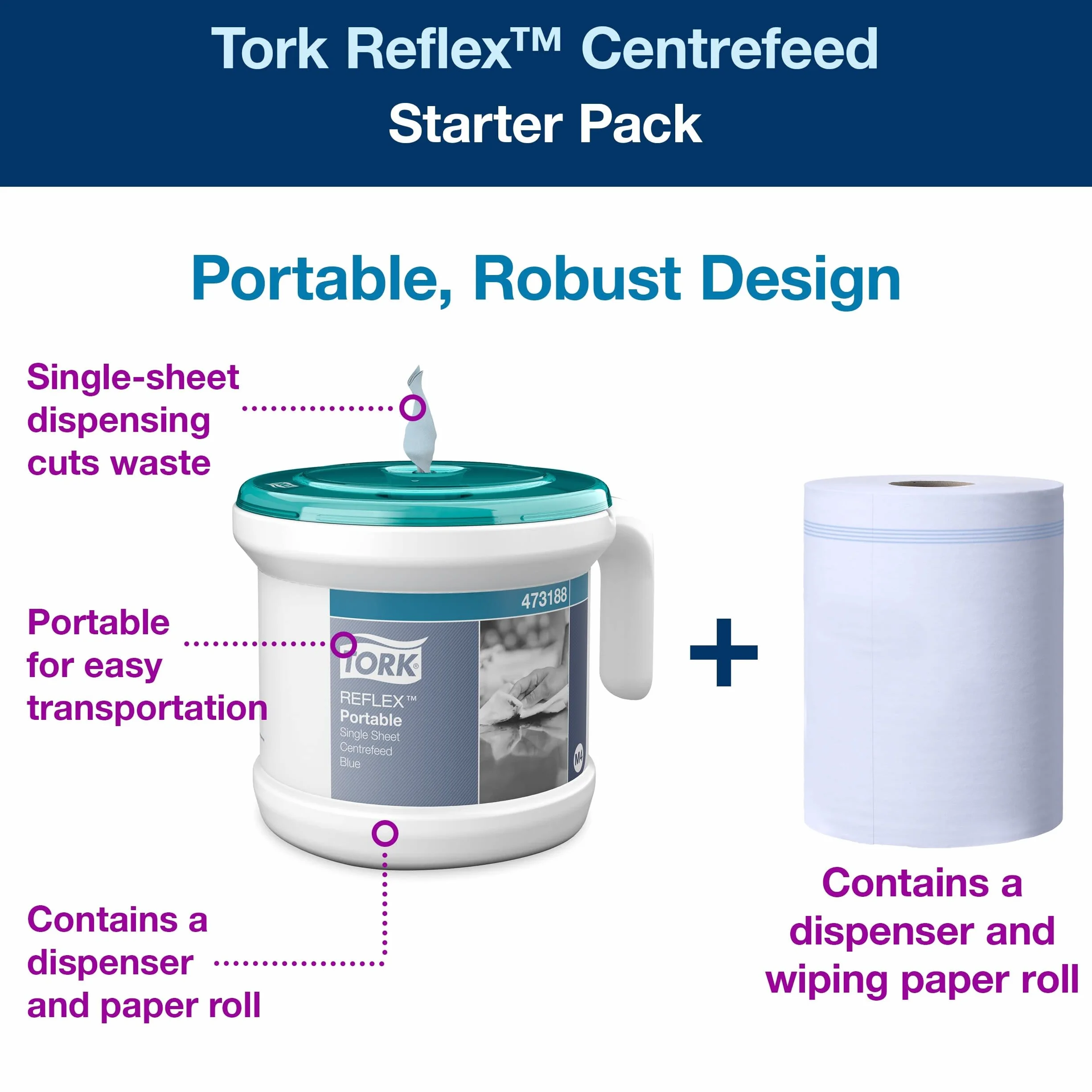 Tork Reflex przenośny system dozownika centrefeed 194 mm 185 mm
