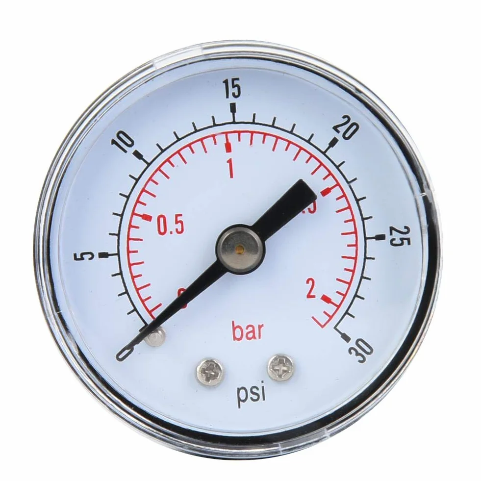 Mechanisches Manometer, 1/8 Zoll BSPT Axialmanometer für Luft, Öl und Wasser(0-30psi,0-2bar)