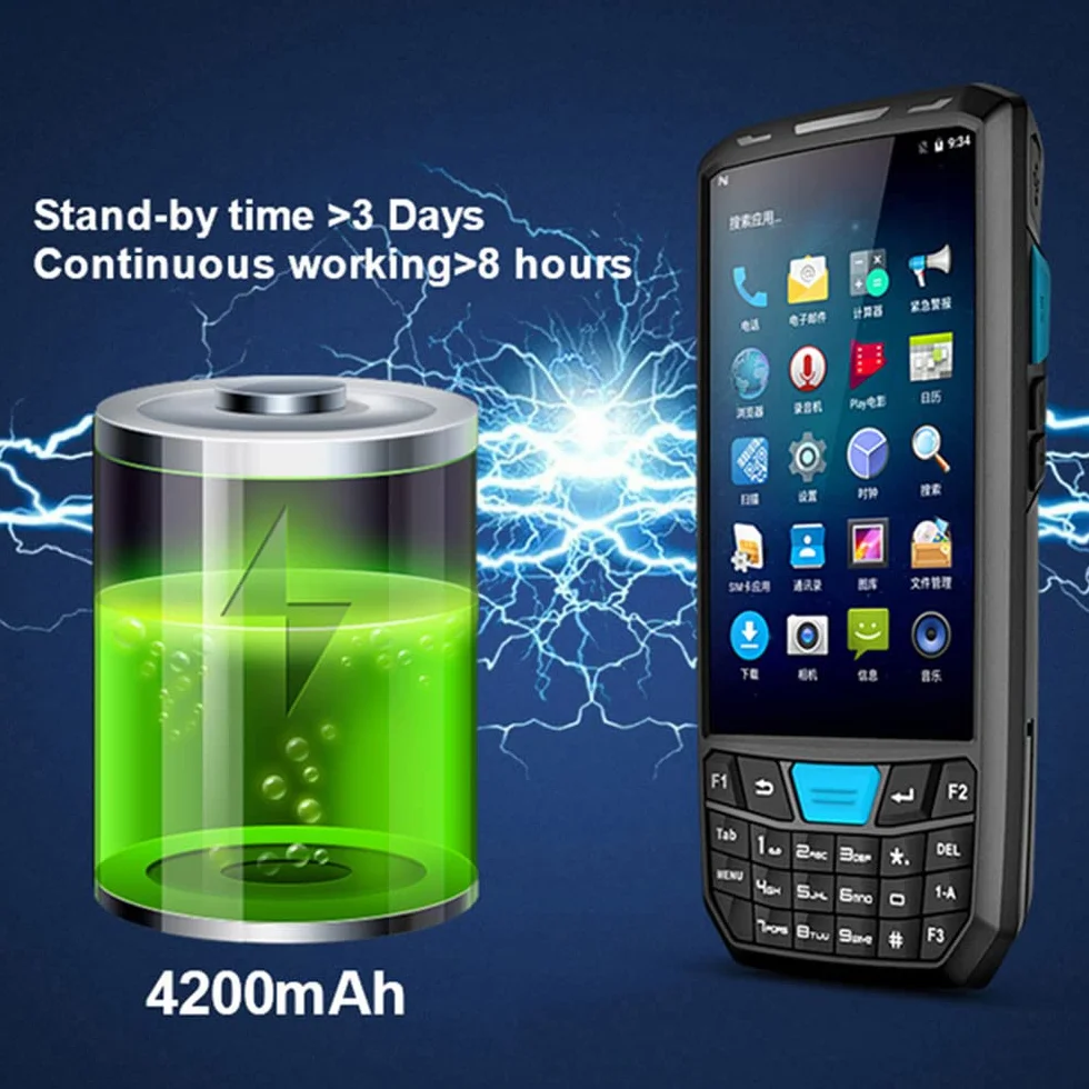 Skaner kodów kreskowych Android 9.0 Mobilny komputer ze skanerem laserowym Honeywell 1D, 4,5-calowy ręczny wytrzymały PDA bezprzewodowy WiFi 4G LTE do dostawy magazynu i zarządzania zapasami