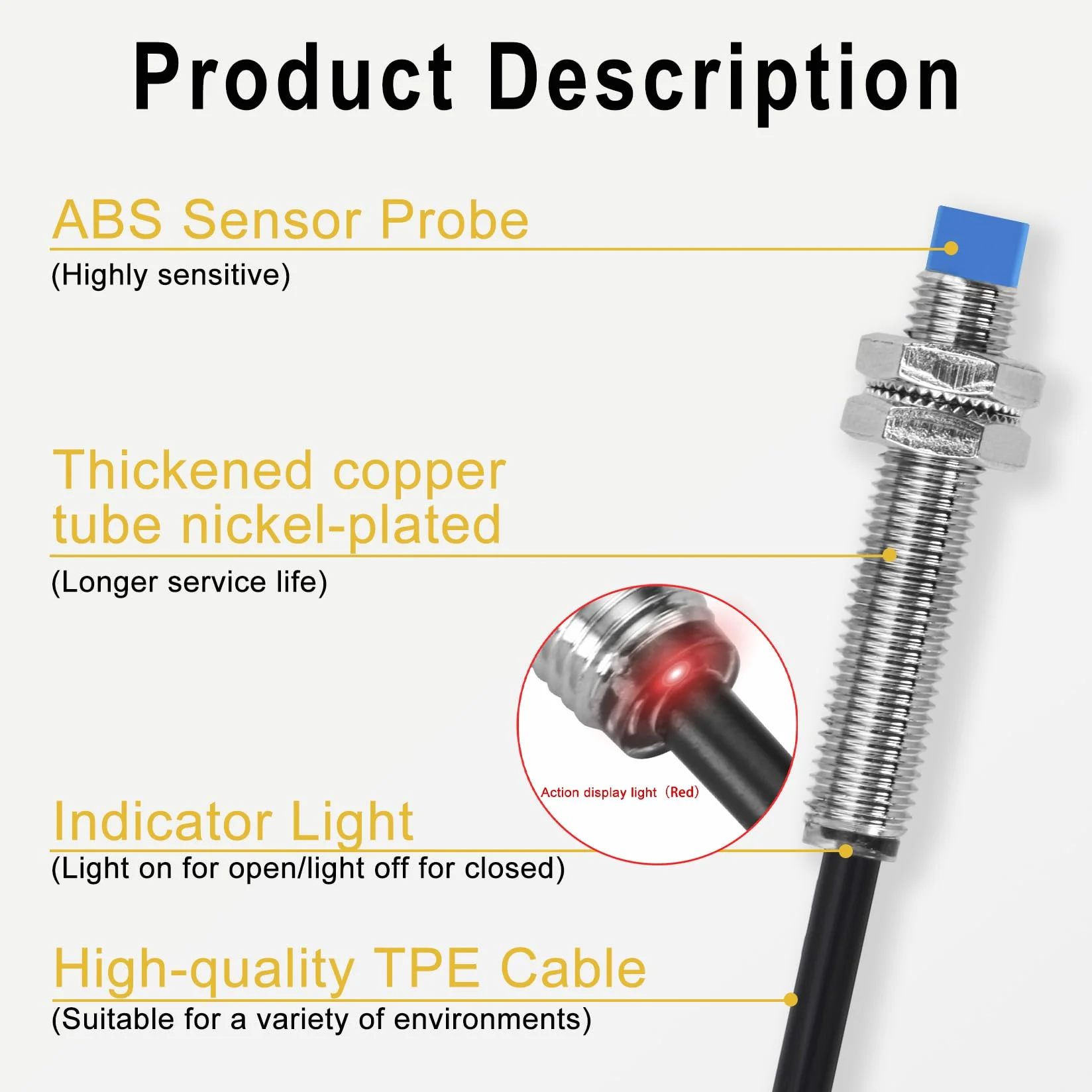 Heschen M8 Indukcyjny czujnik zbliżeniowy LJ8A3-2-Z/AX 2mm 10-30VDC 200mA NPN NC 3-przewodowy
