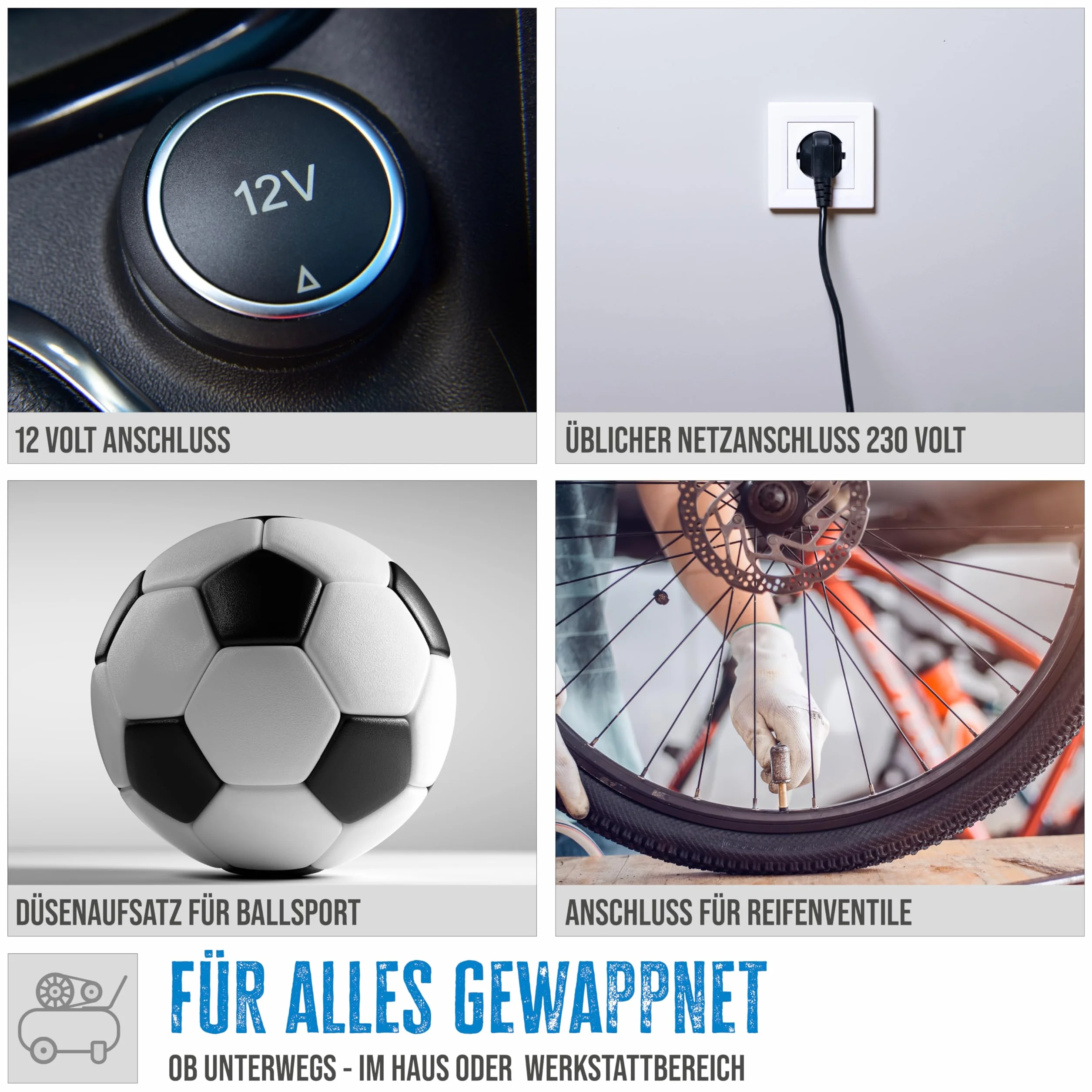 Güde Sprężarka Airpower Dual Drive 12/230 V 150 W 8 bar 20 l/min 5-częściowa