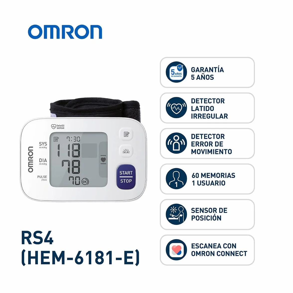 Omron Rs4 HEM-6181-E Ciśnieniomierz, Biały