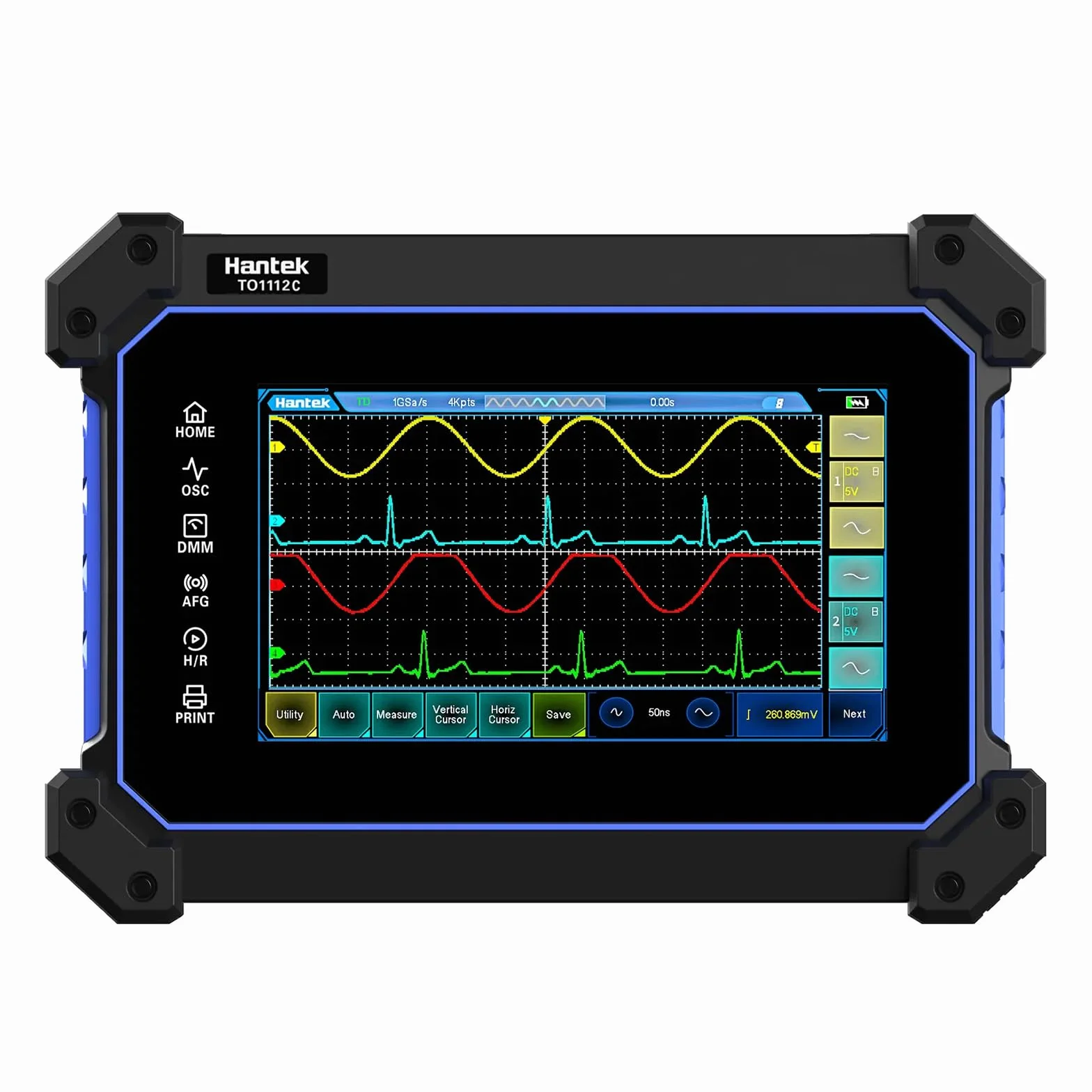 Hantek TO1112C Oscyloskop cyfrowy z ekranem dotykowym, 2 kanały, 110 MHz, cyfrowy oscyloskop + multimetr