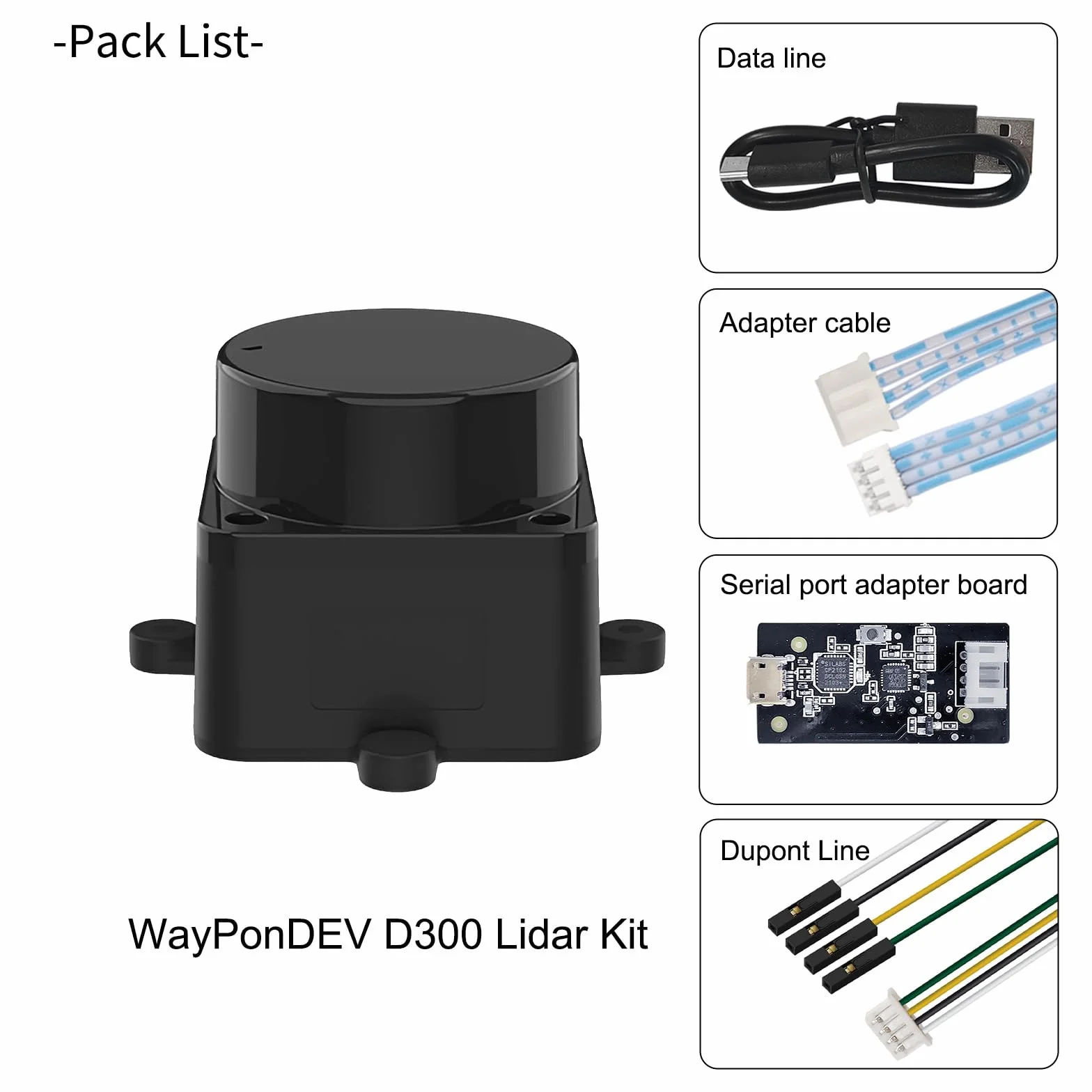 WayPonDEV FHL-LD19 Zestaw czujnika odległości Lidar 2D 360° 10Hz 12m