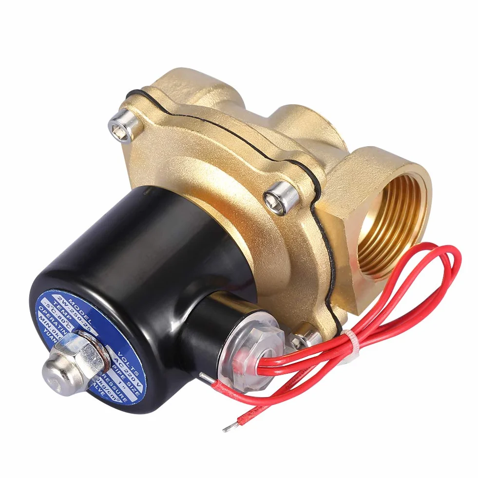 Elektrozawór elektryczny, AC 220 V, DN25, 1 cal, mosiądz, 1 MPa, 0-10 kg, woda NC, normalnie zamknięty, bezpośredniego działania, dwukierunkowy zawór elektromagnetyczny, szybki, czuły
