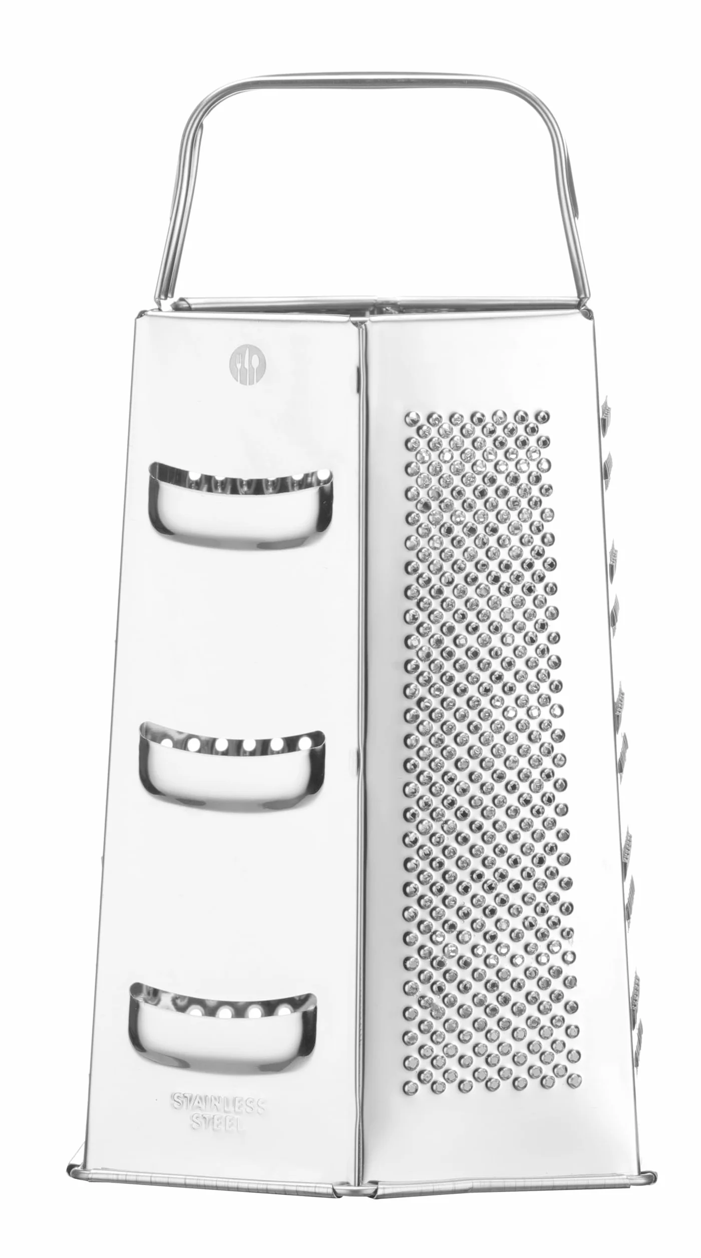 HENDI Tarka, 6-stronna, bardzo drobna, drobna, średnia, gruba i 2 strony tnące, ergonomiczny uchwyt, tarka do warzyw, krajalnica do warzyw, tarka kuchenna, 135x113x(H)215mm, stal nierdzewna