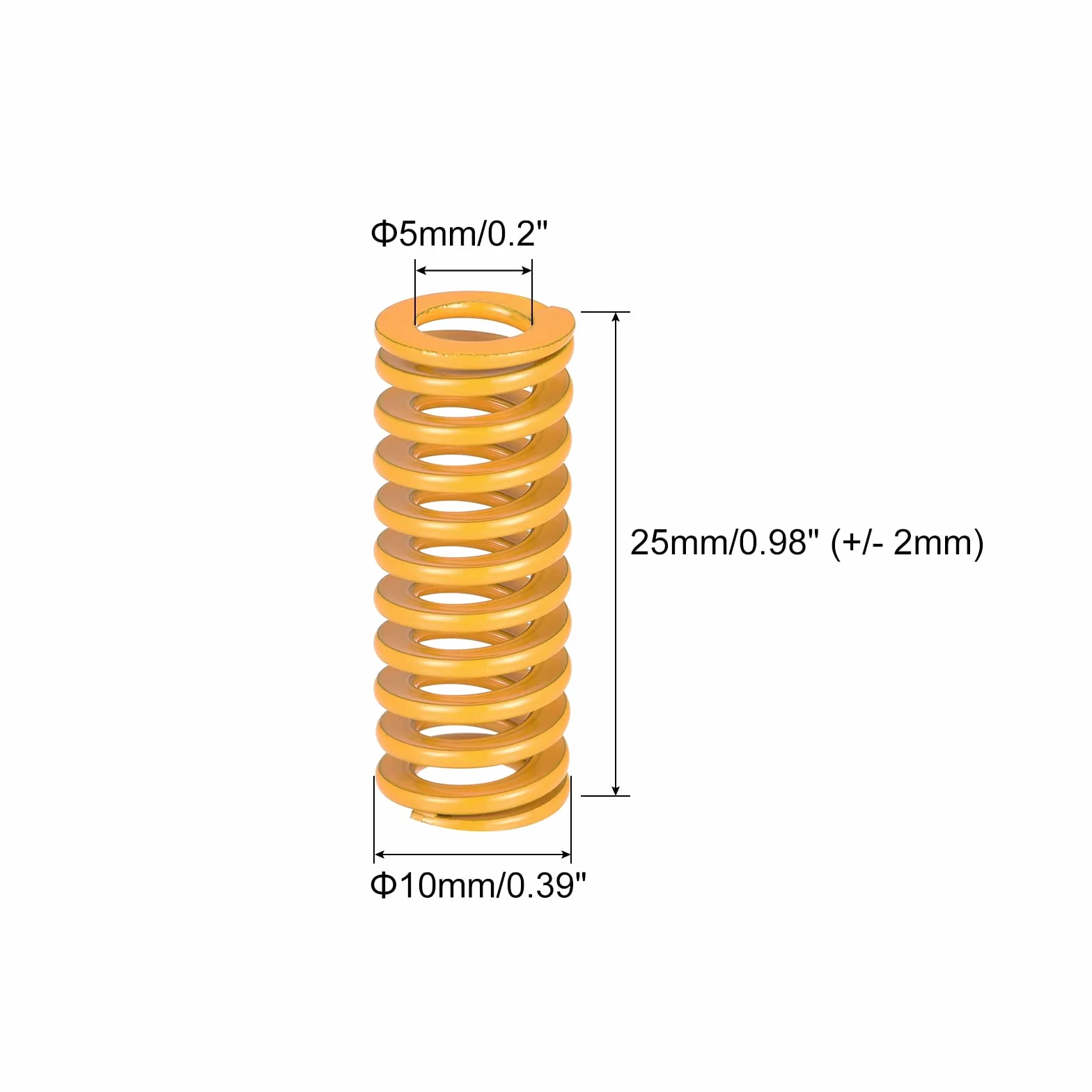 sourcing map 5 sztuk sprężyn dociskowych 3D 10 mm AD 25 mm długości, żółte sprężyny naciskowe do drukarki 3D, akcesoria, sprężyny, sprężyny, sprężyny, sprężyny, sprężyny, sprężyny, sprężyny, sprężyny