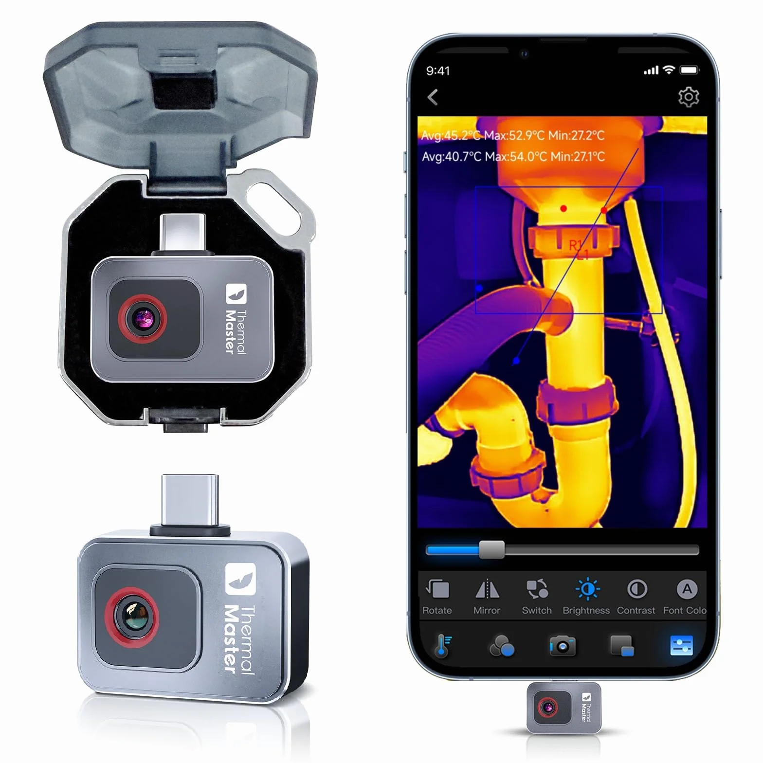 Thermal Master P2 kamera termowizyjna dla Androida, kamera na podczerwień z super rozdzielczością IR 512x384, wyraźniejsza kamera termowizyjna do inspekcji domów -20-600℃, 15x zoom, nie dla iPhone'a