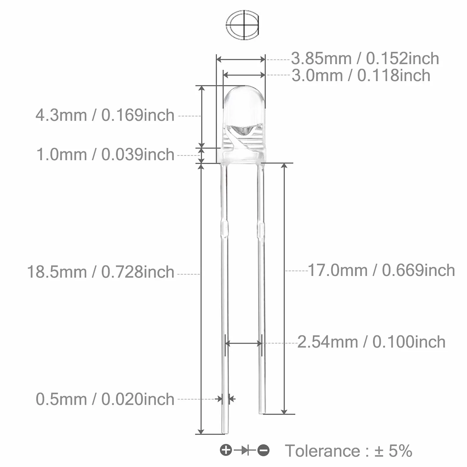 Zestaw 100 Sztuk Diod LED 8 Kolorów 3mm 3V do Projektu Naukowego (ciepły biały)