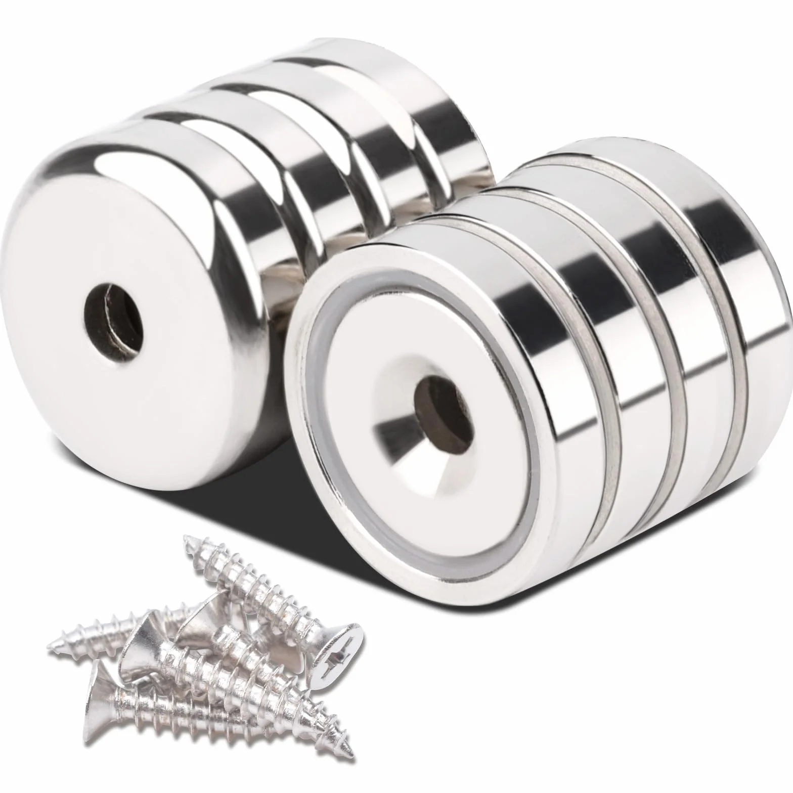 Magnesy neodymowe z otworem 10 kg 20 mm okrągłe garnkowe 8 sztuk