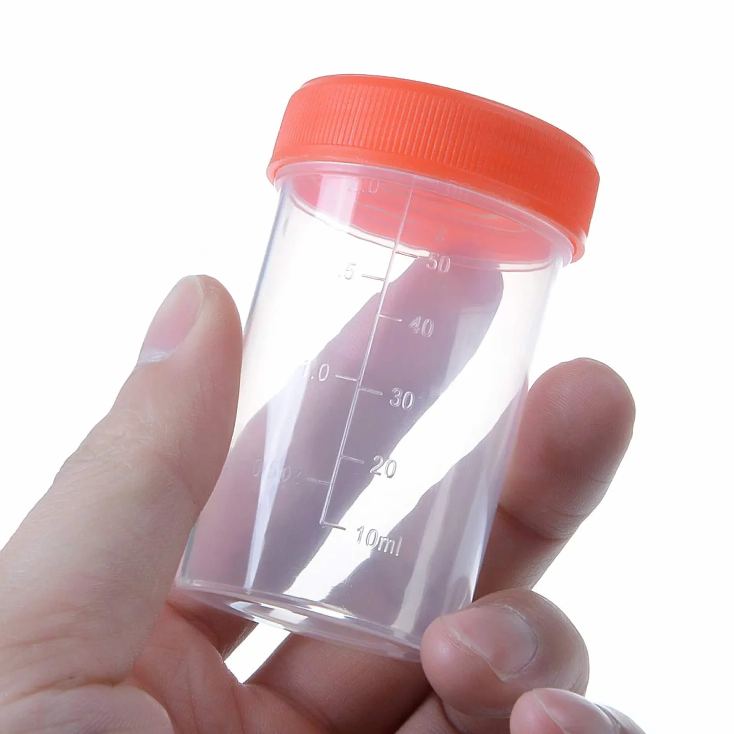 LATRAT Plastikowy kubek do pobierania próbek moczu 60 ml z zakrętką 10 sztuk