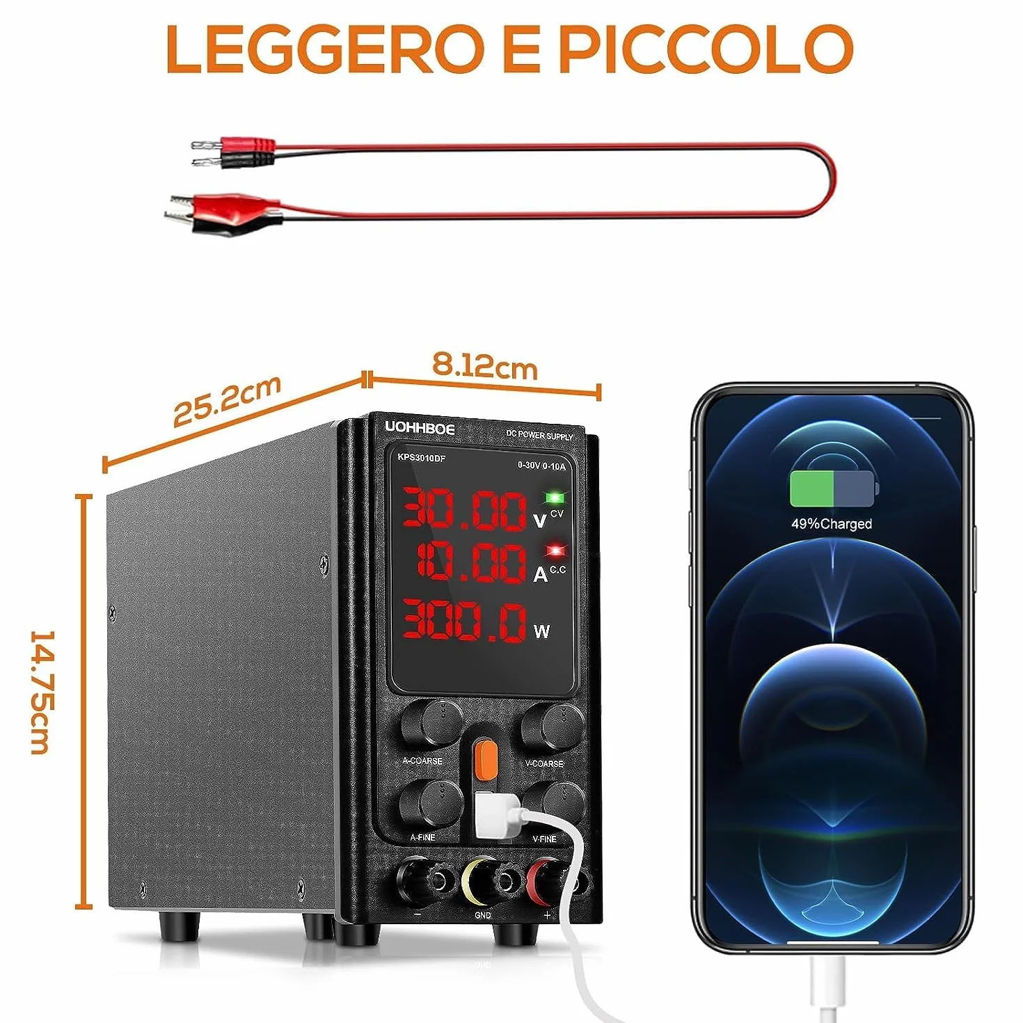 Regulowany zasilacz laboratoryjny 30V 10A DC z wyświetlaczem LED USB 5V 2A