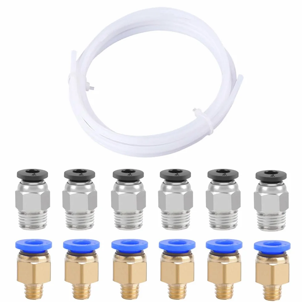 3 Metry PTFE Teflonowa Rurka 3D Drukarka z 6 Sztuk PC4-M6 i 6 Sztuk PC4-M10 Pneumatyczne Złącze