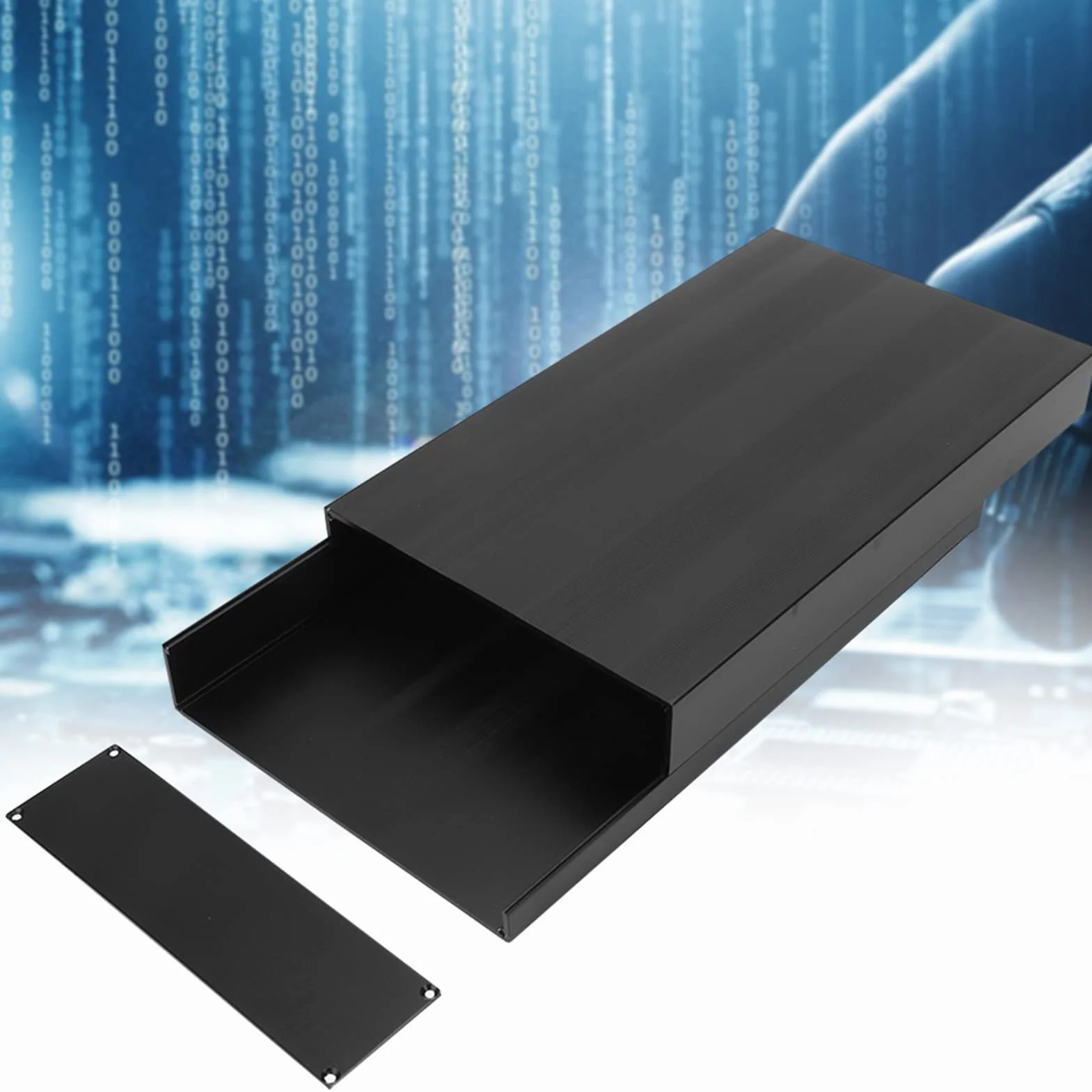 Aluminiowa Obudowa Chłodnicy Płytka Oprzyrządowania 50 X 178 X 300 mm Czarny Matowy z Zestawem Śrub