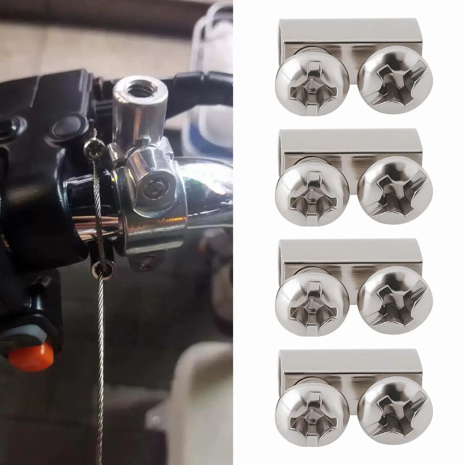 Zaciski do lin stalowych M3 z podwójnym otworem, 10 x 5 mm, stalowe klipsy z nakrętką zaciskową, odpowiednie do zacisków linowych 3,0 mm, srebrne